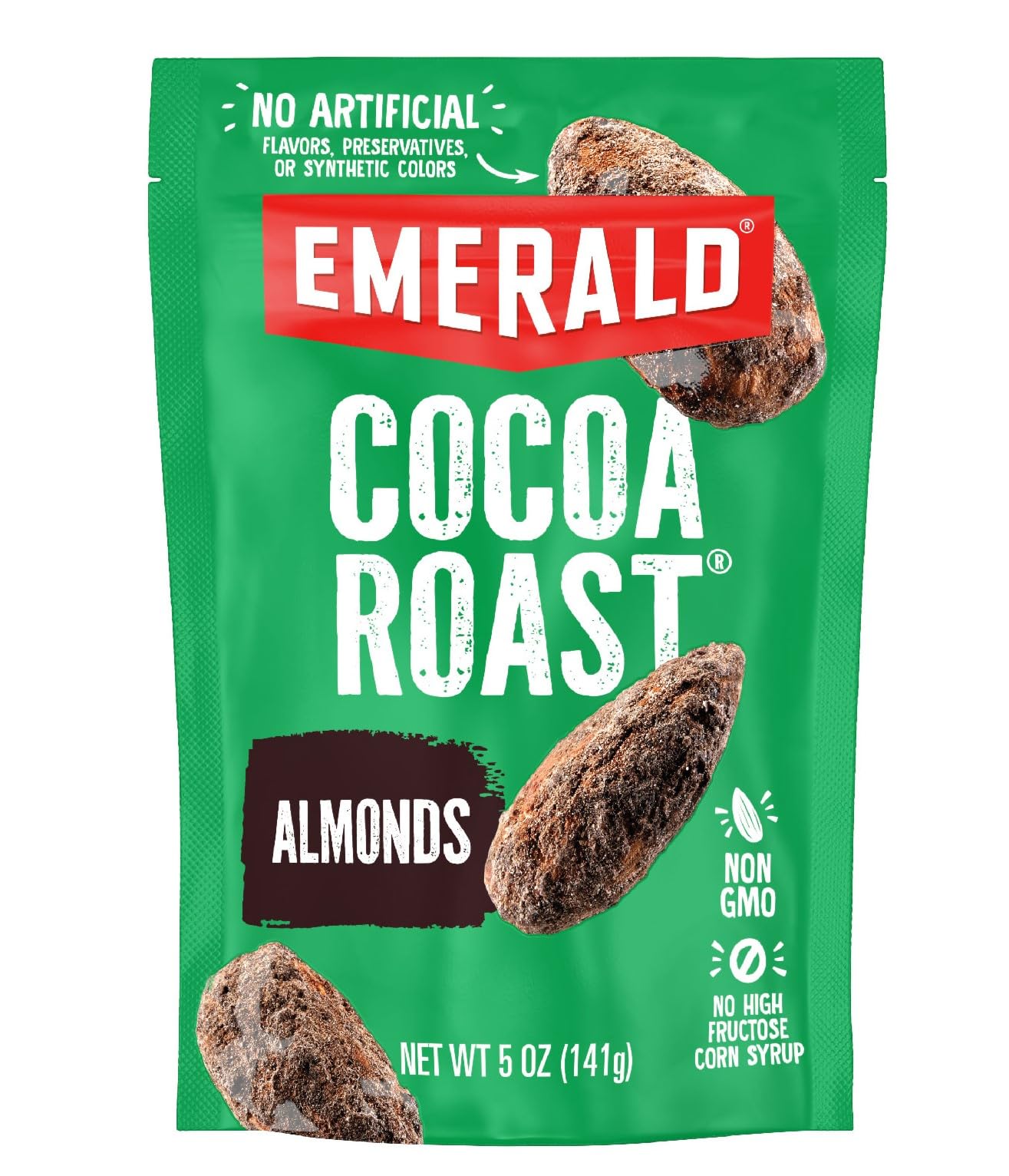 Emerald Nuts Cocoa Roast Almonds (1-Pack), 5 Oz Resealable Bag, Kosher Certified, Non-Gmo, Contains No Artificial Preservatives, Flavors Or Synthetic Colors