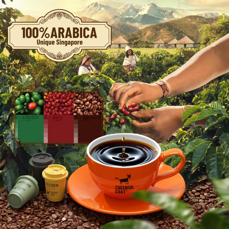 CheerfulGoat Instant Cold Brew Coffee - Speciality Pocket Coffee 100% Arabica  Freeze Dried for Ultimate Freshness  No Sugar  No Additives  Low Acid  Healthy for Iced & Hot  15 Servings (MIX)