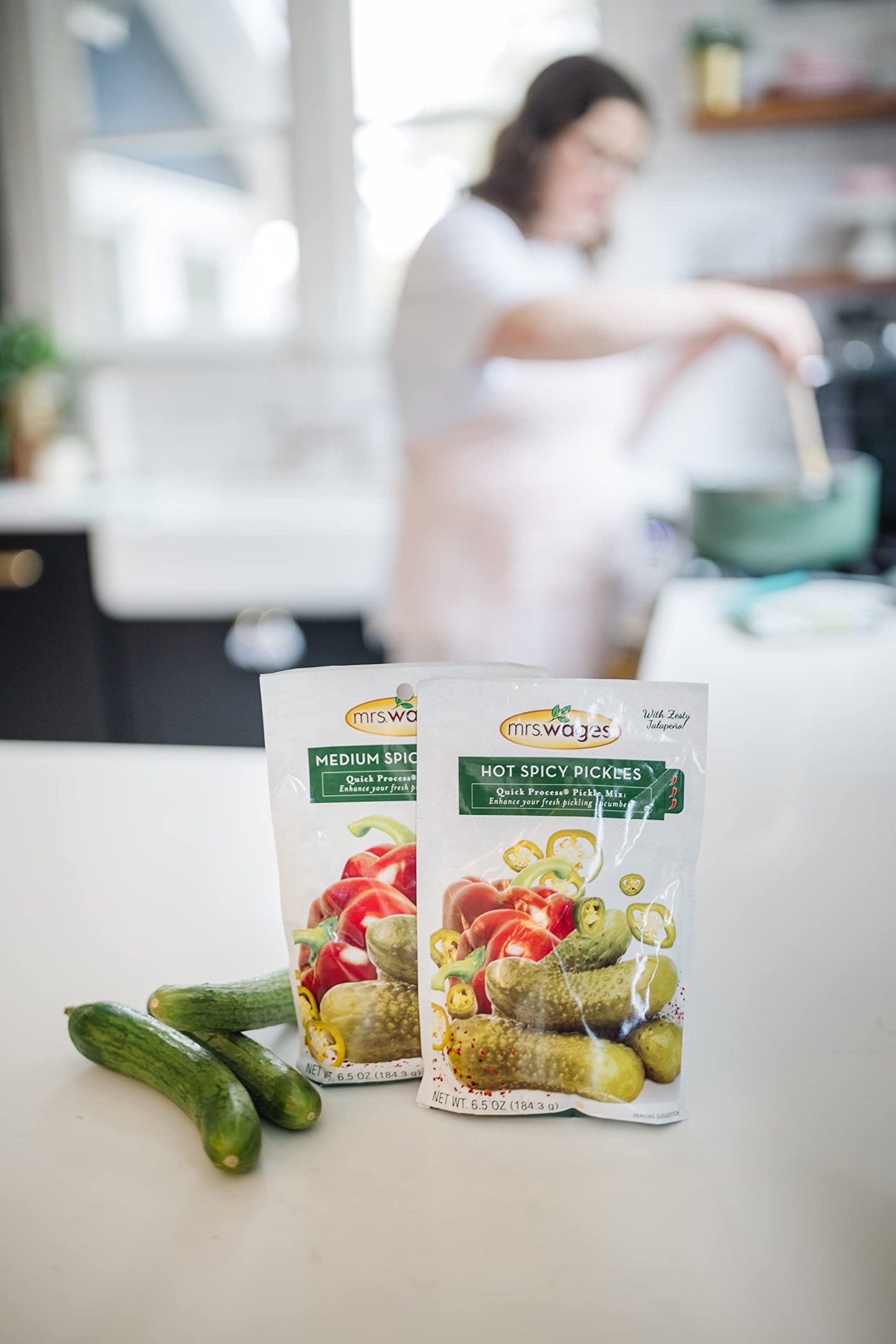 Mrs. Wages Hot Spicy Pickles Quick Process Mix, Simple-To-Use, Flavorful Spice, Easy Way to Make Pickles, Zesty Jalapeno Pepper