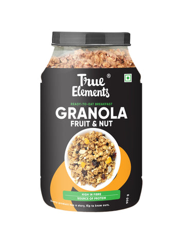 Granola Fruit And Nut 900G By True Elements - Granola For Breakfast | Richness Of Berries, Almonds & Cashews | Fiber Rich | Brea