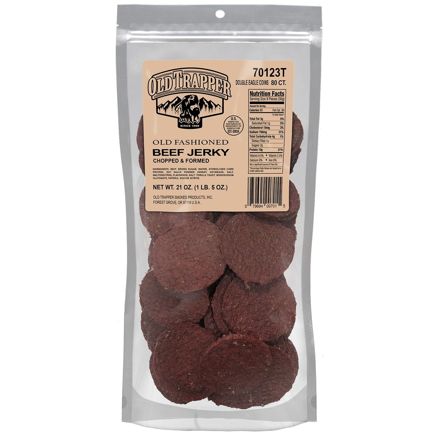 Old Trapper Beef Jerky, Old-Fashioned Flavor, 80 Count, 21oz, 10g Protein, Delicious Snack