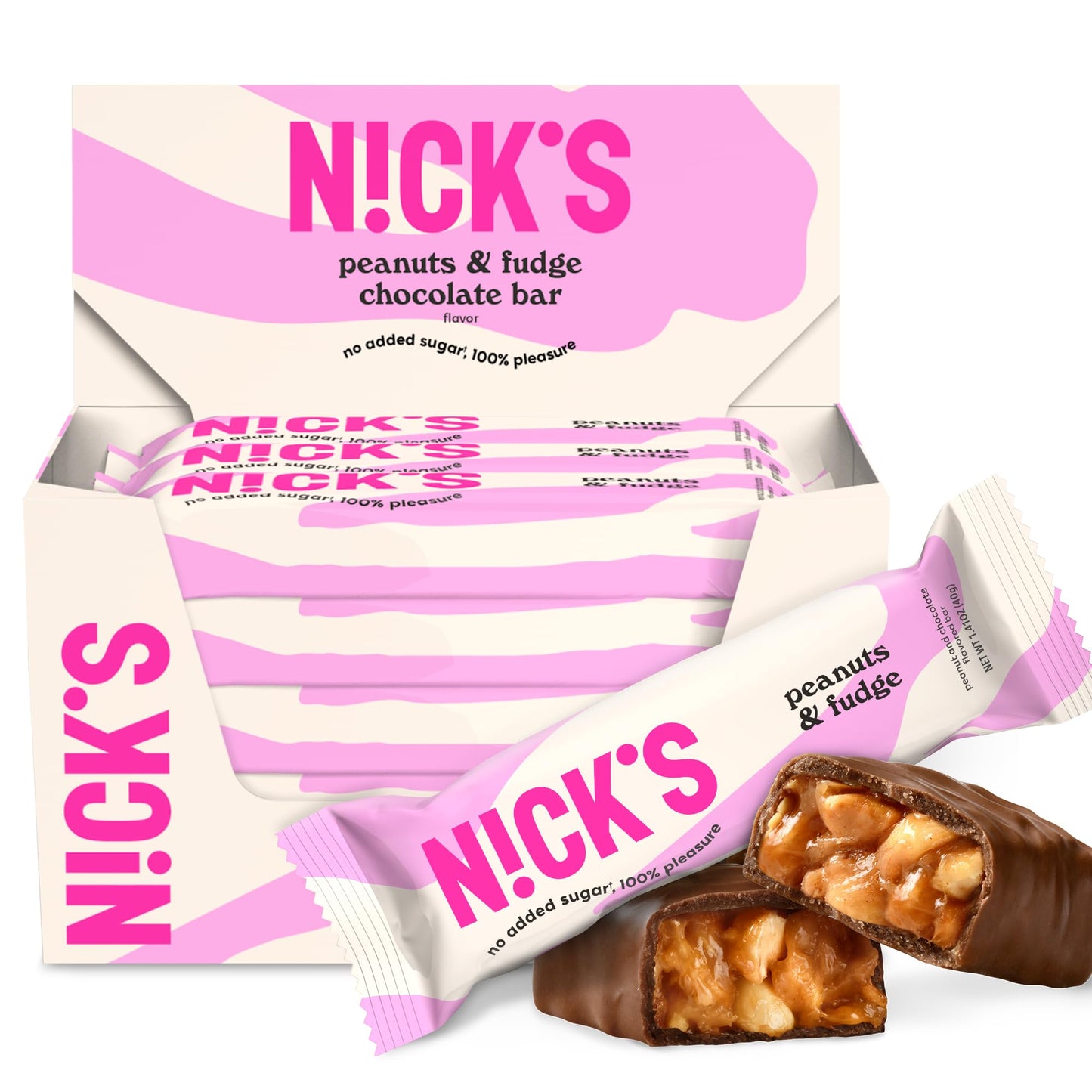 N!CKS Keto Chocolate Candy Bars, No Added Sugar, 180 Calories, 3g Net Carbs, Multipack of 15x40g