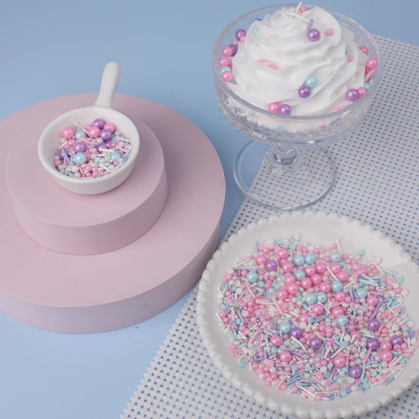 Pastel Sprinkles For Cake Decoratiing, Pink Purple Blue White Sprinkles Mix Jimmies, Confetti For Baking, Cookies, Cupcake, Ice