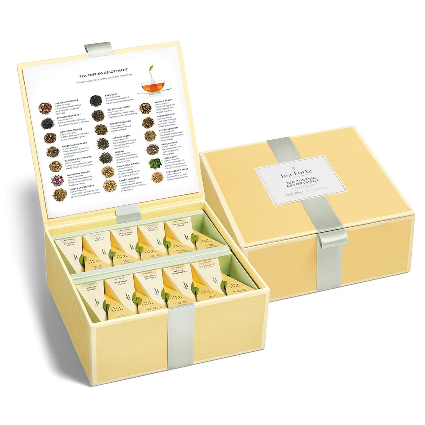 Tea Forte Tea Chests with 40 Handcrafted Pyramid Infusers - Tea Tasting Assortment, 40 Count, Model 3910120