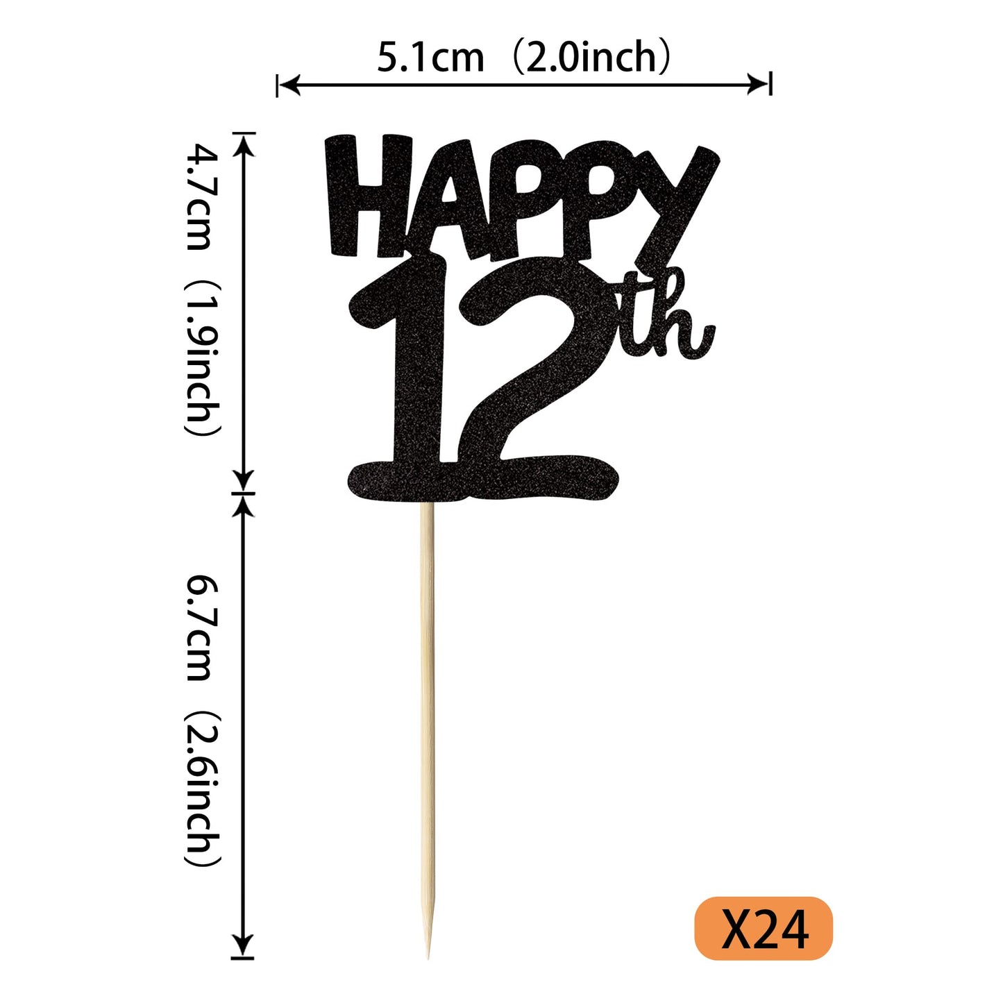 24 Pcs Happy 12Th Cupcake Toppers Glitter Cheers To 12 Years Old Birthday Cupcake Picks Number 12 Twelve Cake Decorations For 12
