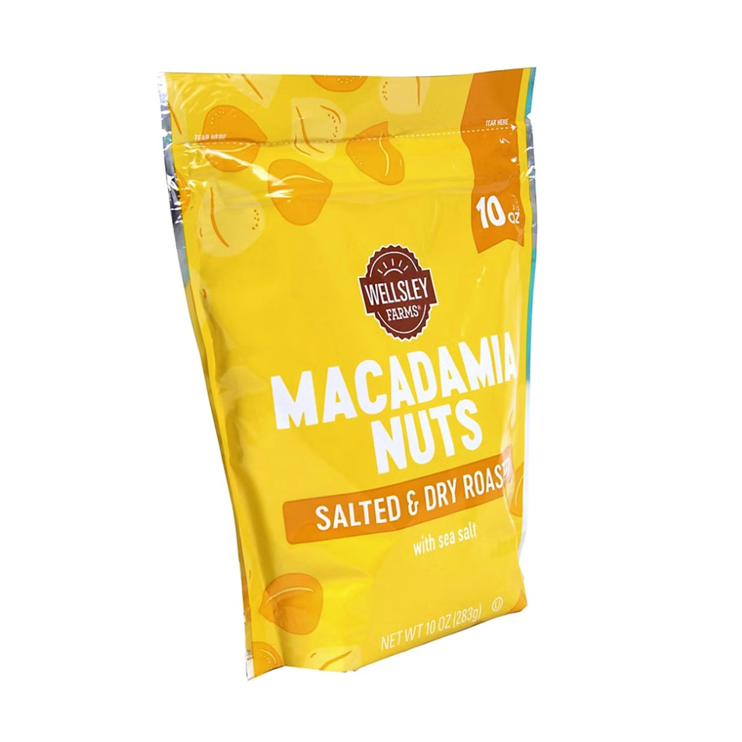 Wellsley Farms Salted & Dry Roasted Macadamia Nuts (1 Bag), Lightly Seasoned With Sea Salt, 10 Oz Resealable Bag - Kosher, Keto-