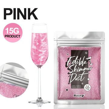 Pink Edible Glitter For Cocktails Easter Luster Dust Cake Glitter 15G Food Grade Drinks Shimmer Powdered For Cake Cupcake Fondan