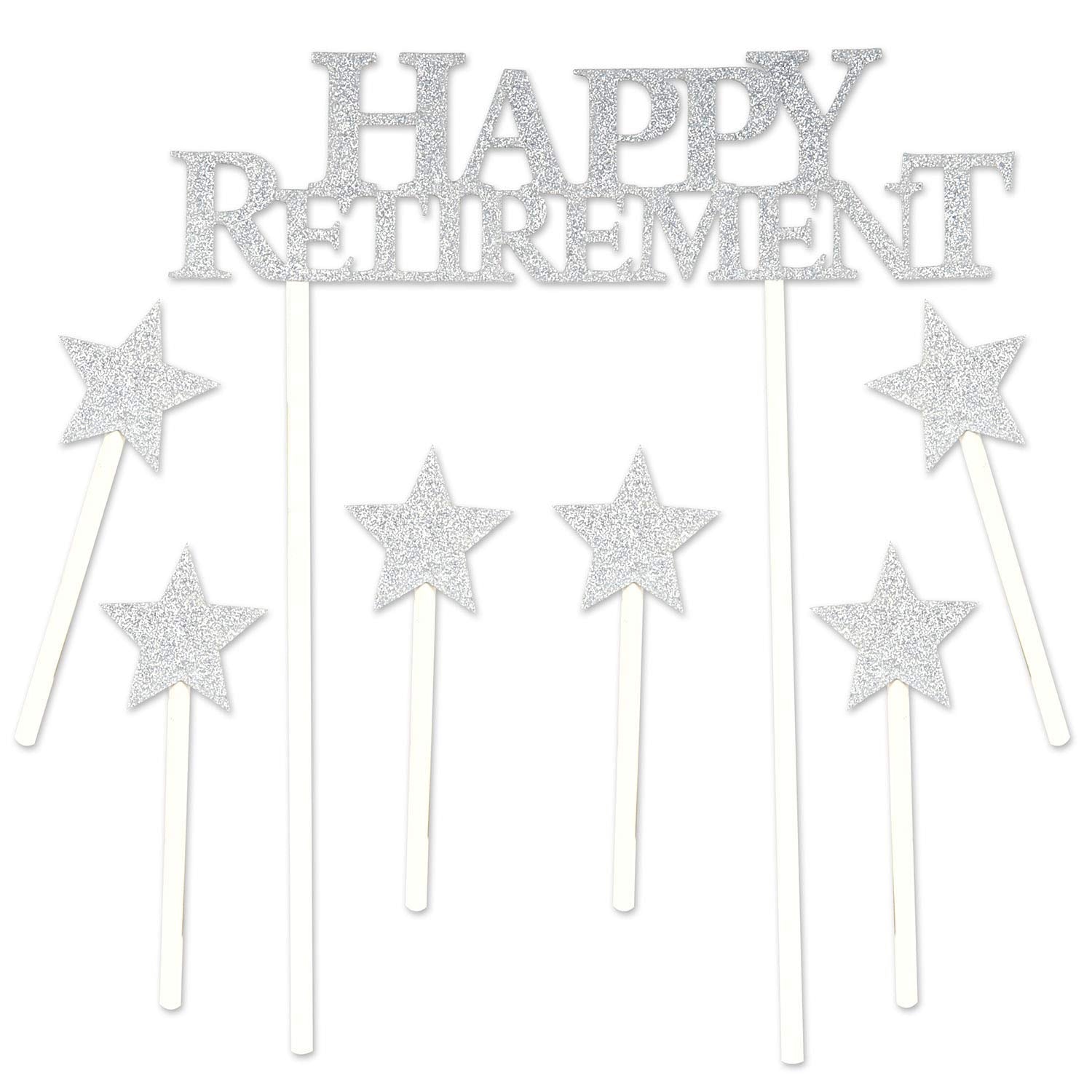 Beistle Happy Retirement Cake Topper, Plastic, 6 x 8¼, Model 57430