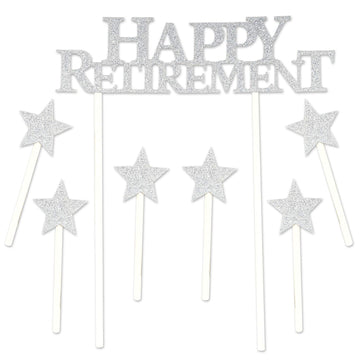 Beistle Happy Retirement Cake Topper, Plastic, 6 x 8¼, Model 57430