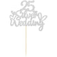 Gyufise 1Pcs 25Th Wedding Anniversary Cake Toppers Silver Glitter 25Th Wedding Anniversary Heart Cake Decoration For Celebration