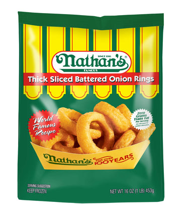 Nathans Famous Thick Sliced Battered Onion Rings, 16 Oz