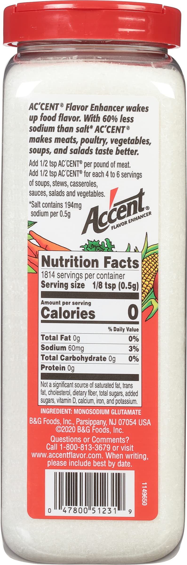 Ac'Cent Flavor Enhancer Shaker, 2 Lb. Units (Pack Of 2)
