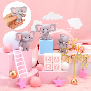 Yinder Bear Cake Toppers Mini Bear Cake Decorations Cake Toppers Gold White Pearl Ball For Birthday Party Decorations(Gray, Pink