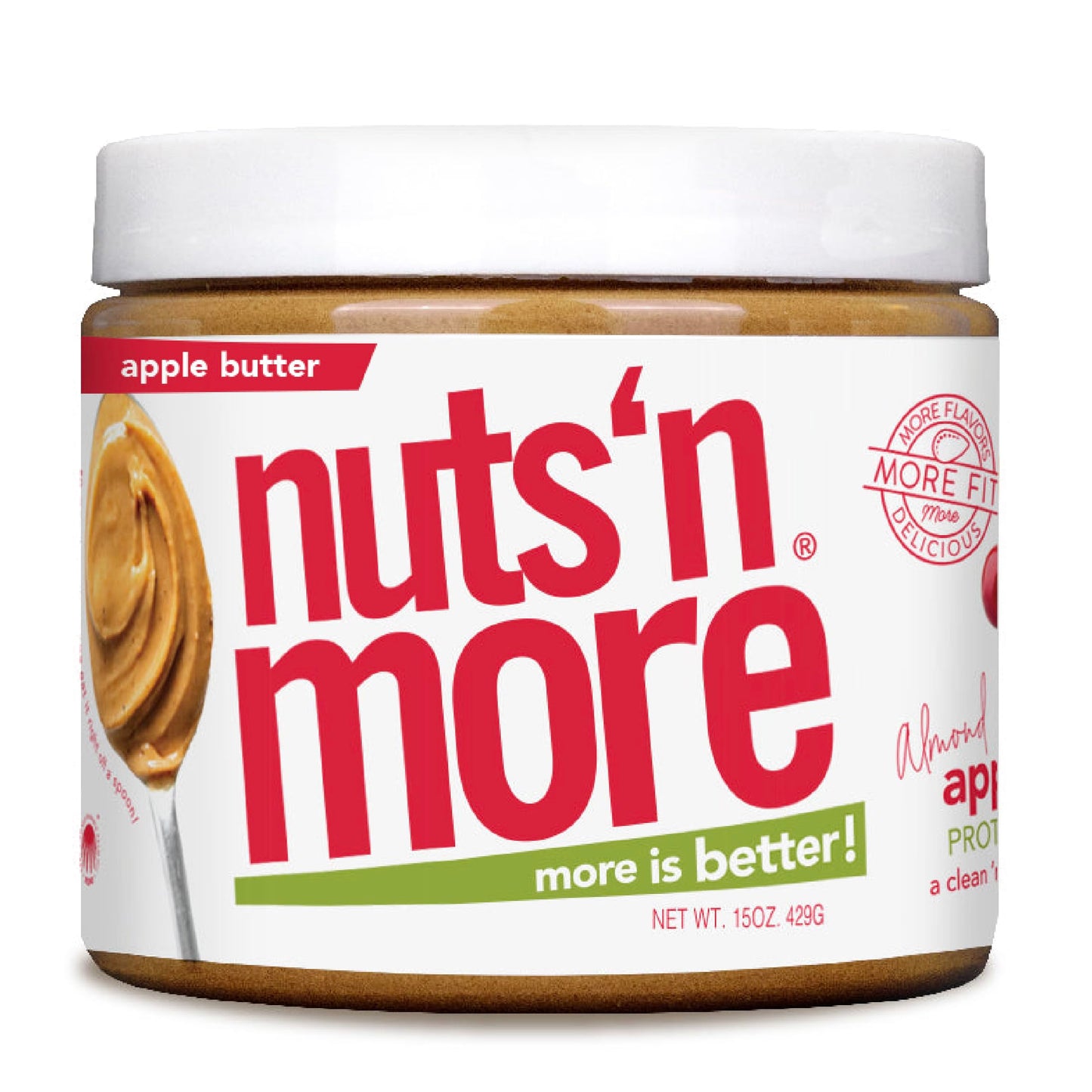 Nuts N More Apple Butter Almond Spread, All Natural Keto Snack, Low Carb, Low Sugar, Gluten Free, Non-Gmo, High Protein Flavored