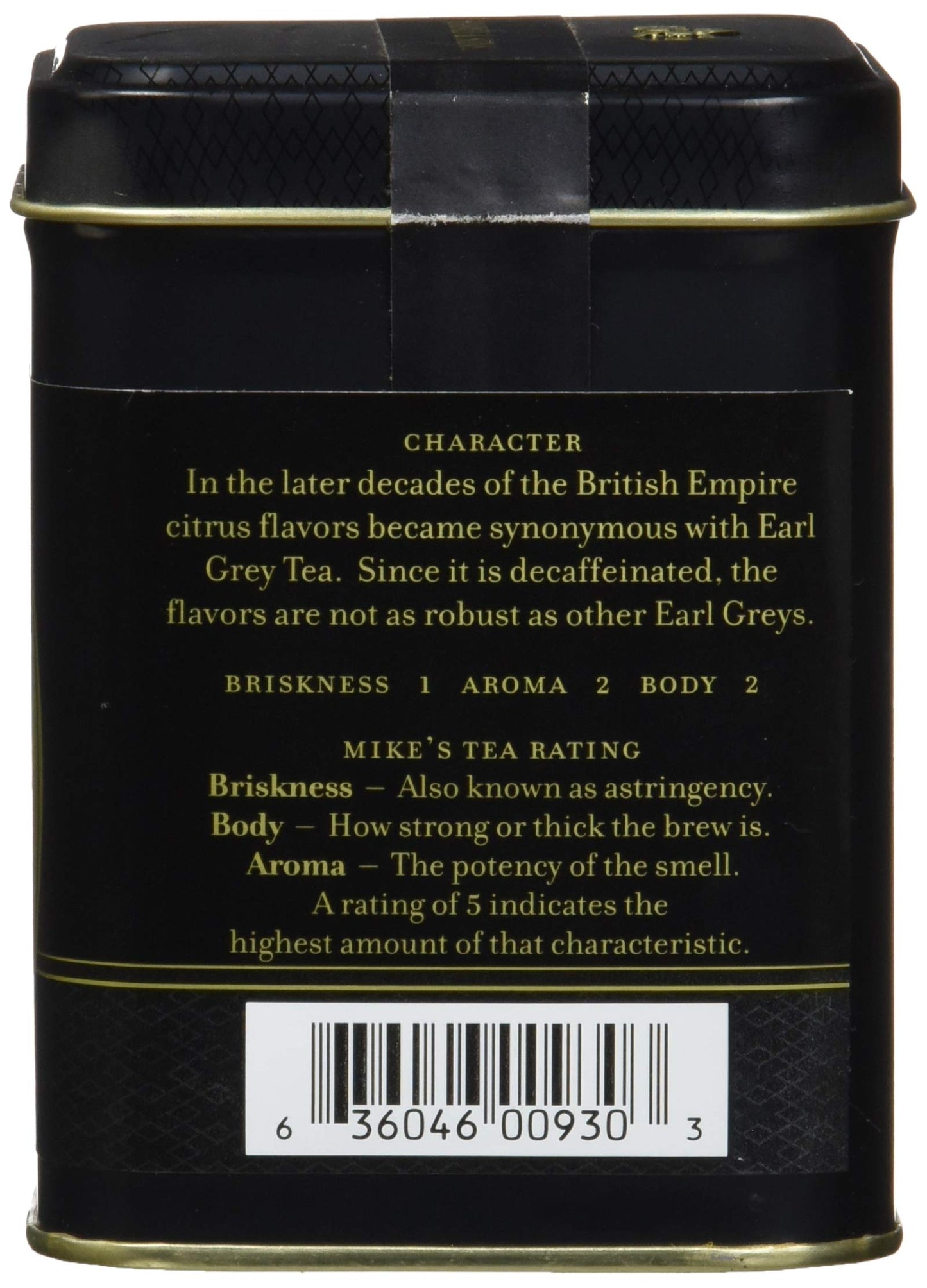 Decaffeinated Earl Grey, Loose Tea In 4 Ounce Tin