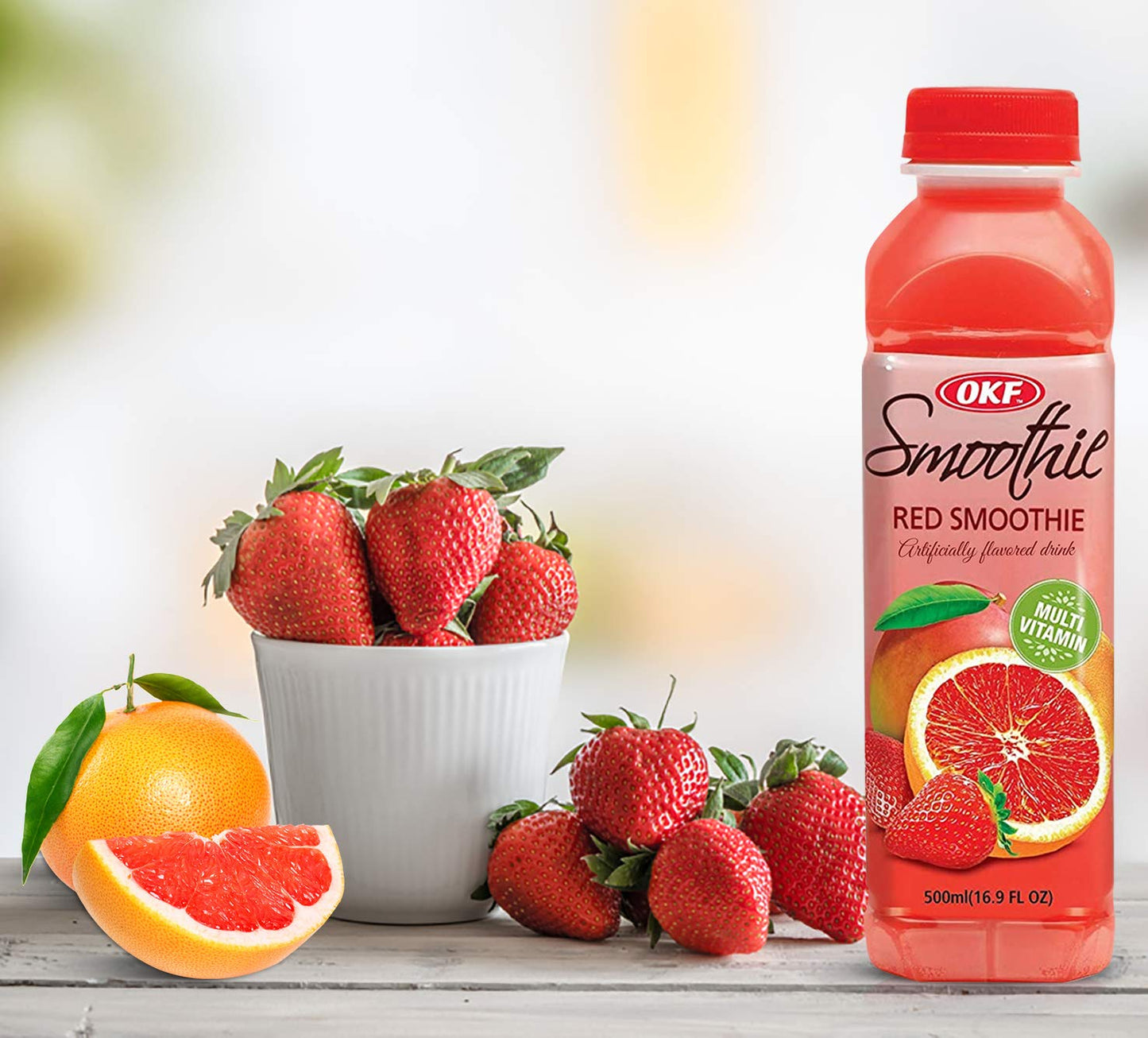 OKF Smoothie Multi Vitamin Drink, 16.9 Fl Oz, Pack of 12, Red Flavor