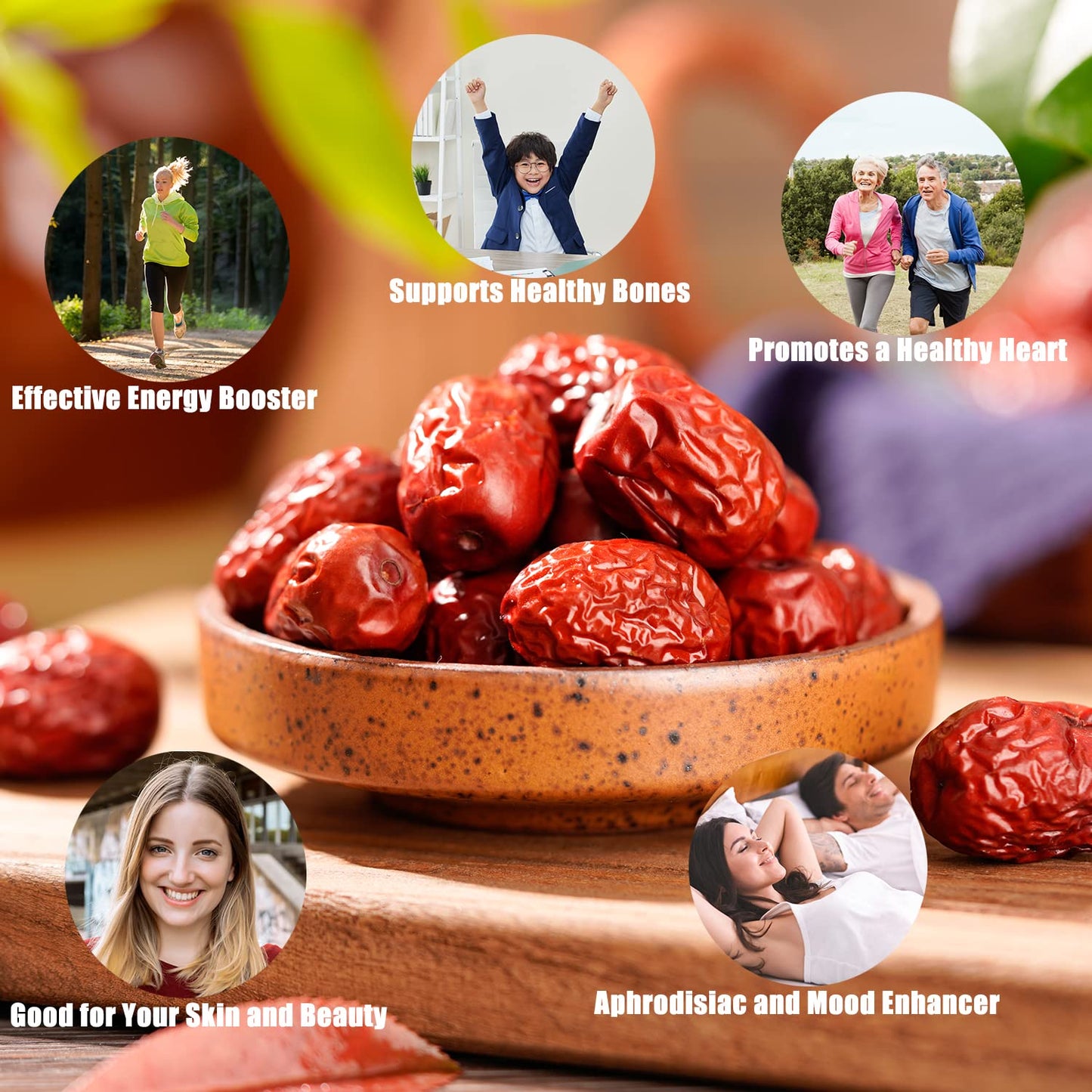 Jujube Dates,Naturally Sweet Fruit Snack,Chinese Red Dates/Dried Red Date Jujubes Net Weight 14 Oz/Barrel Jujube All-Natural Non