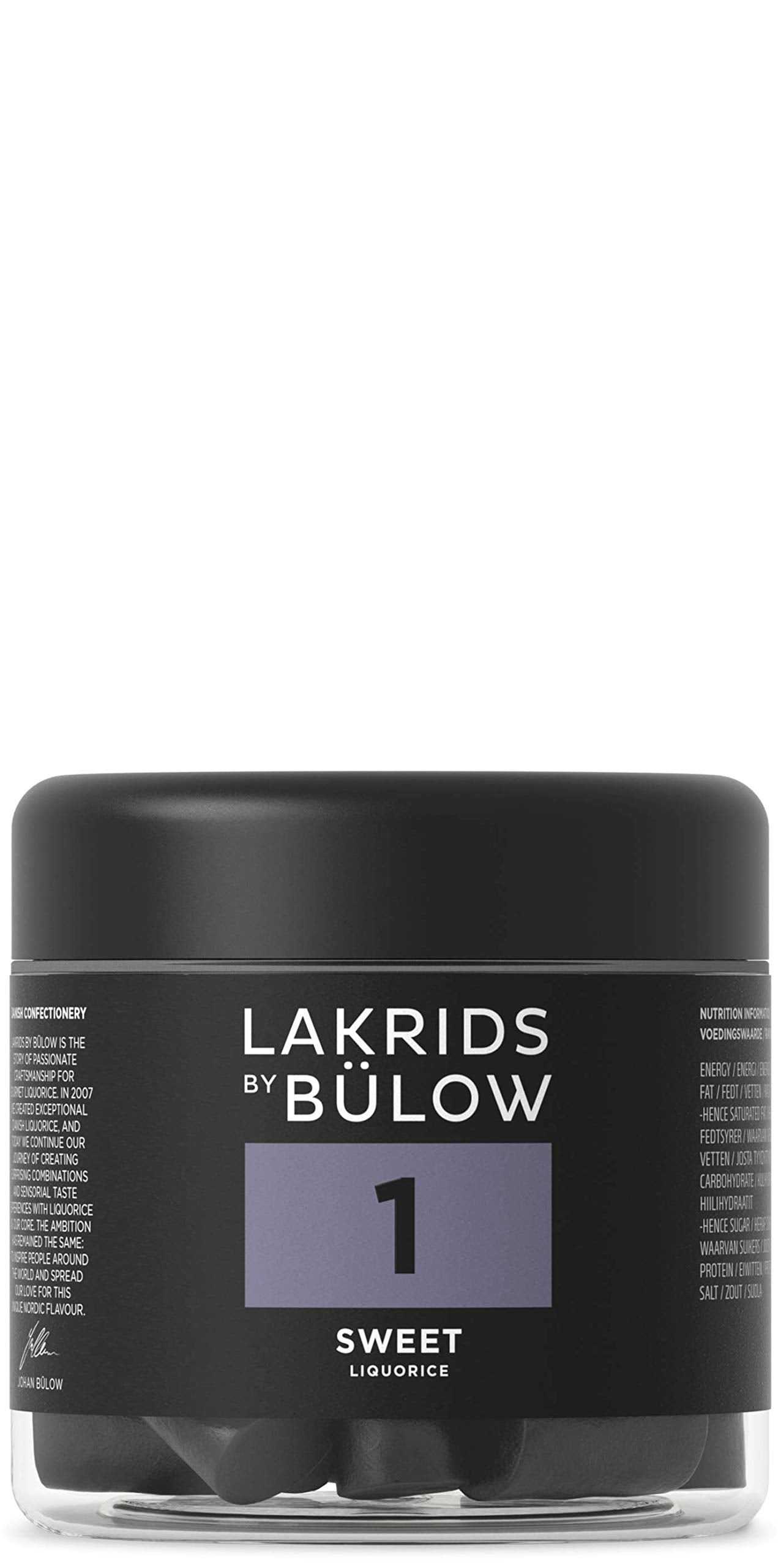 LAKRIDS BY BLOW - 1 - Black Licorice - Sweet - 5.3 oz - Vegan Gourmet Licorice from Scandinavia - Gluten Free & Gelatine Free - Swedish Candy Alternative