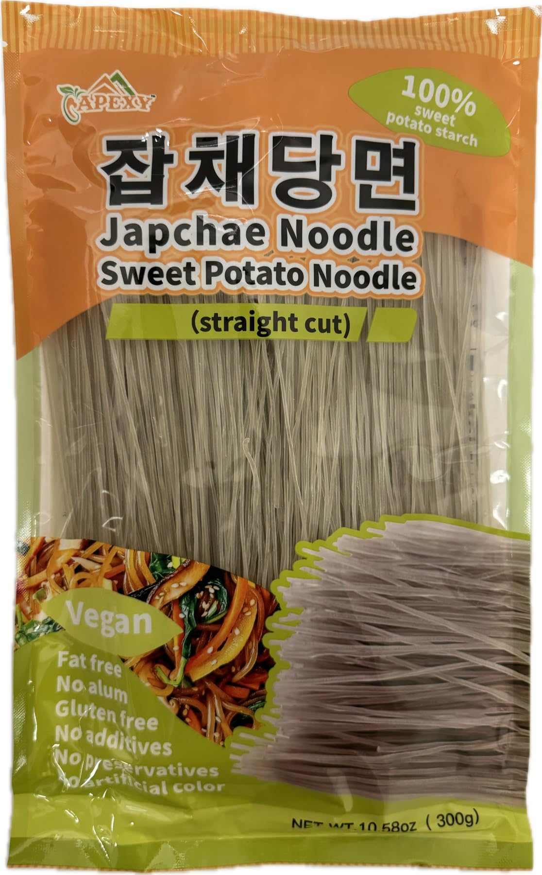 APEXY Sweet Potato Glass Noodles Straight Cut, Japchae Noodles, Korean Vermicelli Pasta, Fat-free and Gluten-free, 100% Sweet Po