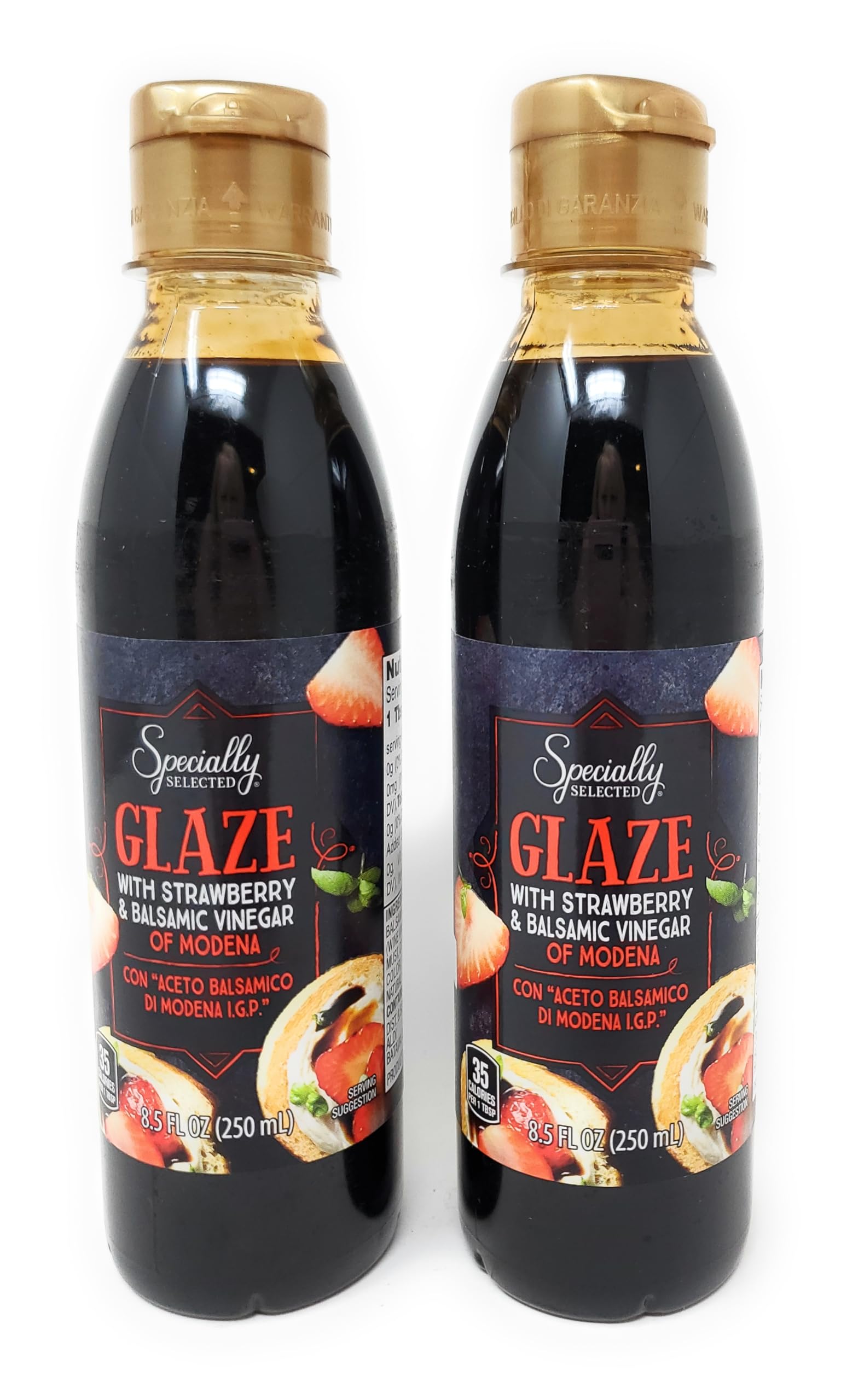 Balsamic Glazes with Strawberry and Balsamic Vinegar of Modena 8.5 fl oz/250 ml, Product of Italy, (Pack of 2)