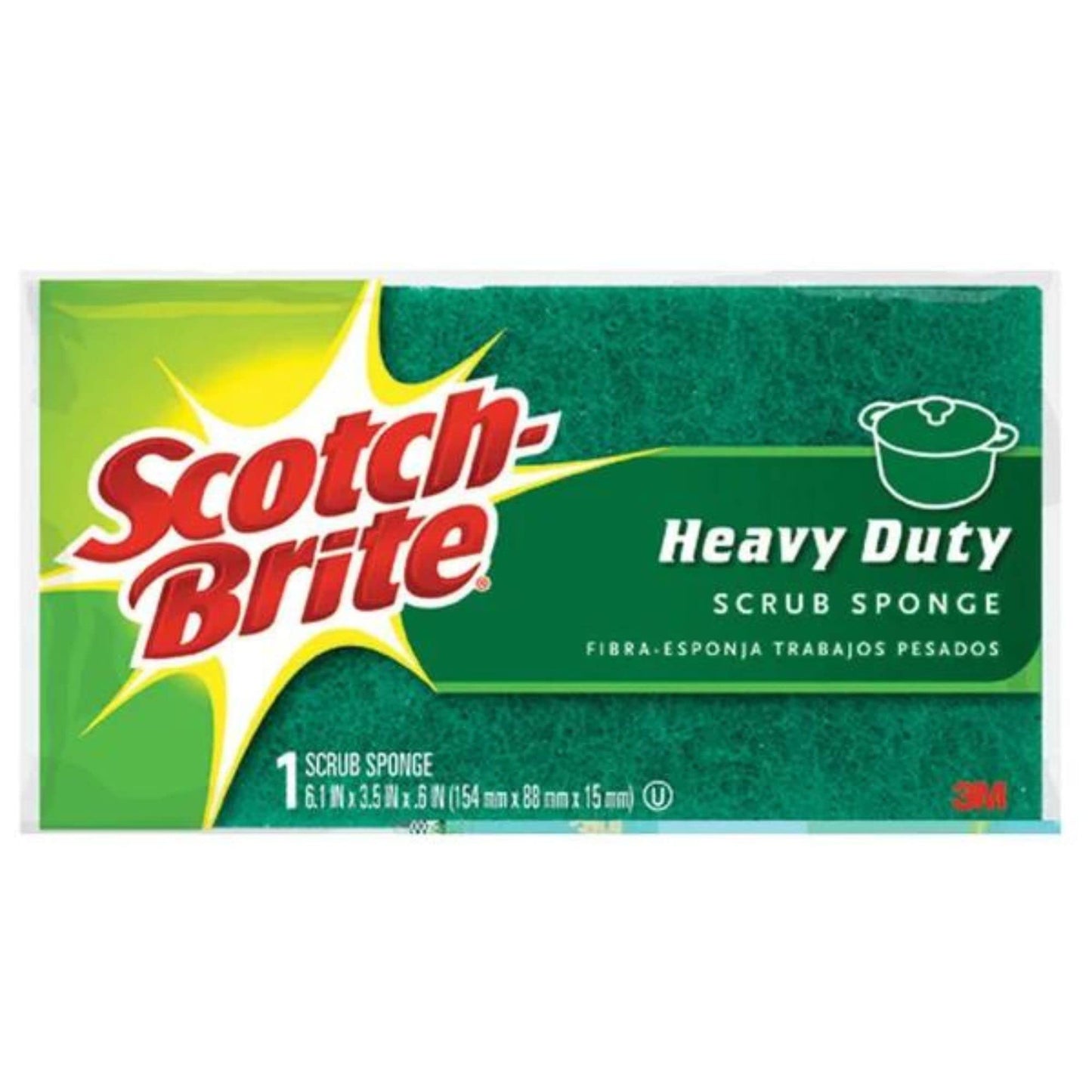 Scotch-Brite, Mmmhd3, Heavy-Duty Scrub Sponges, 3 / Pack, Yellow,Green