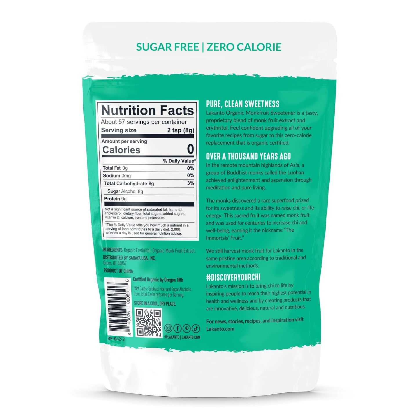 Lakanto Organic Classic Monk Fruit Sweetener With Erythritol - White Sugar Substitute, Zero Calorie, Keto Diet Friendly, Zero Ne