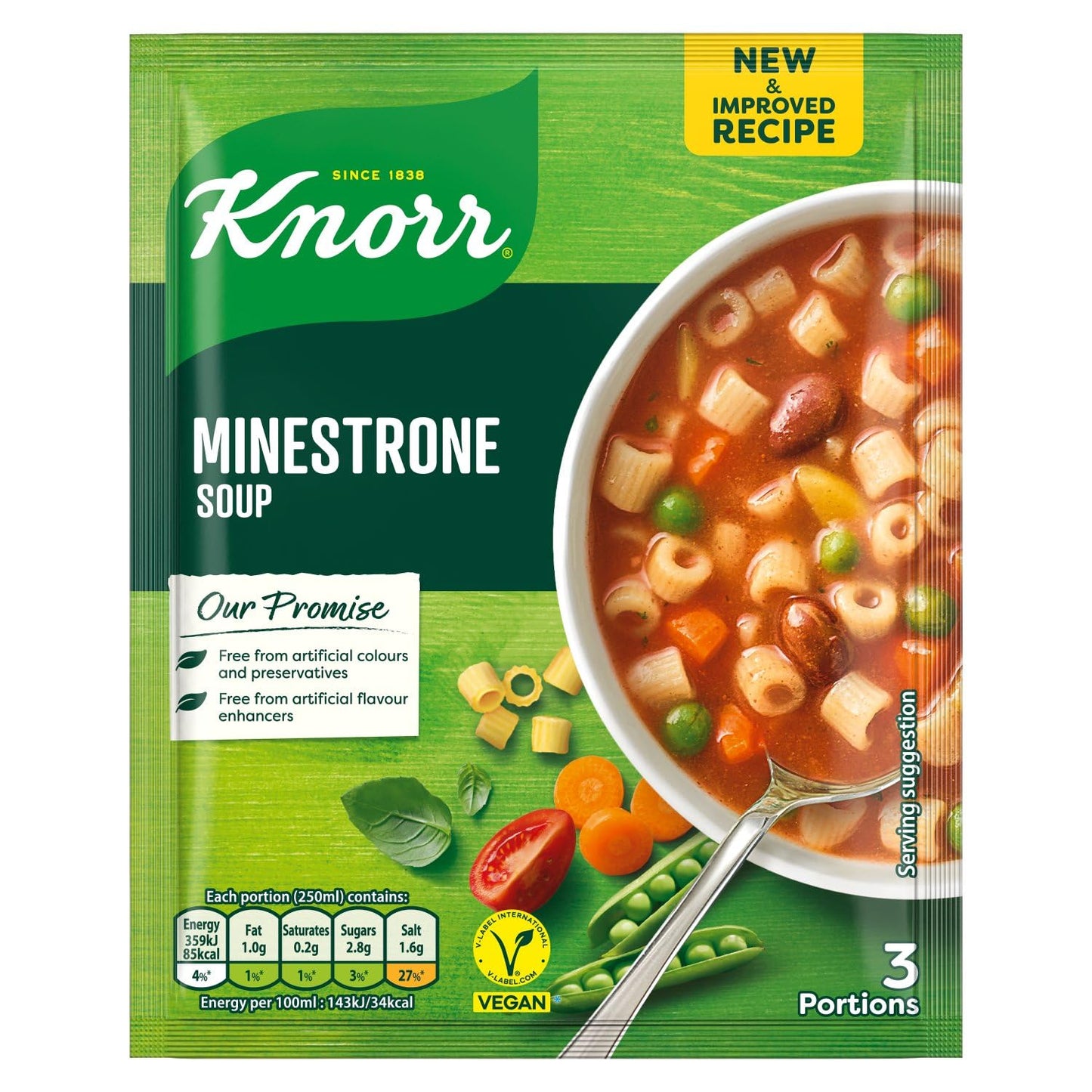 Knorr Minestrone Packet Soup Mix 78g, Pack of 3 (3x2.75oz) Irish recipe