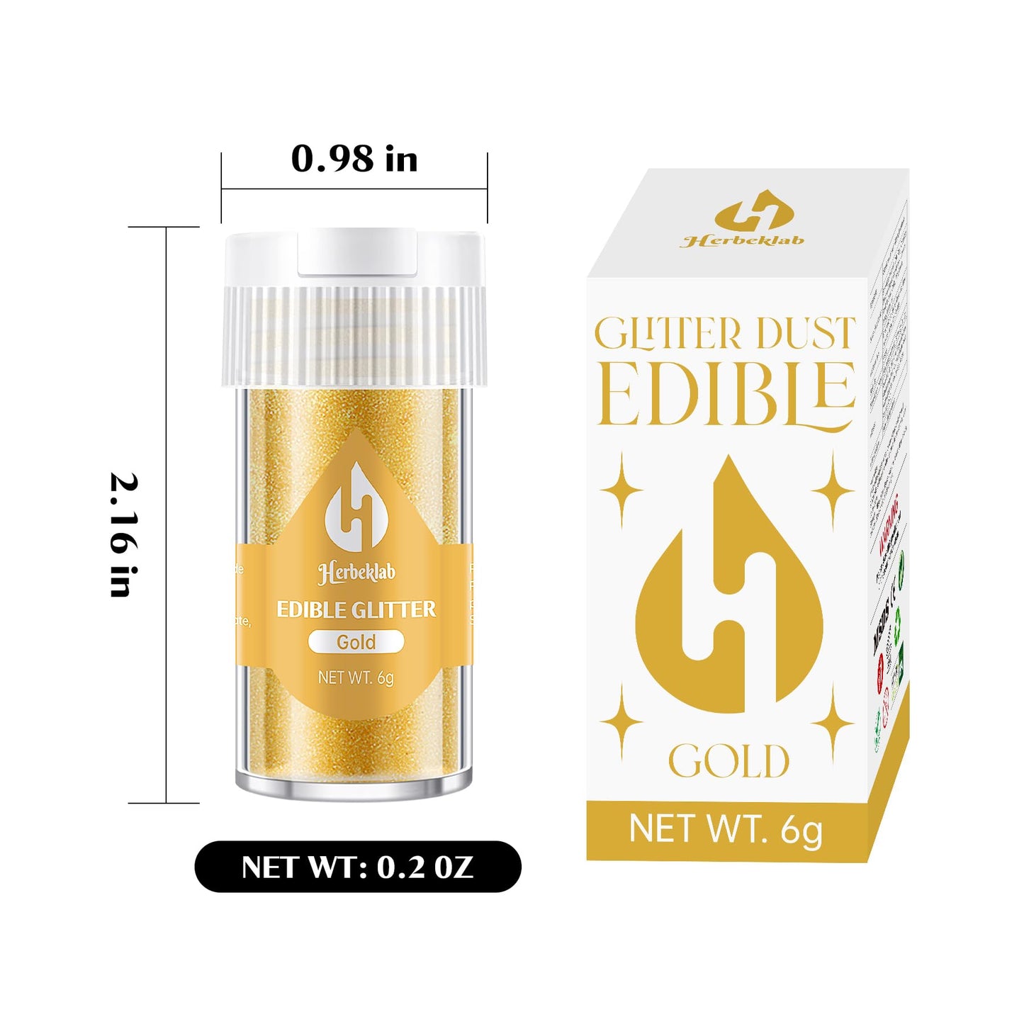 Gold Edible Glitter For Cocktails - 6G Gold Luster Dust Edible Drink Glitter Food Grade Metallic Shimmer Powder Cake Sprinkles F
