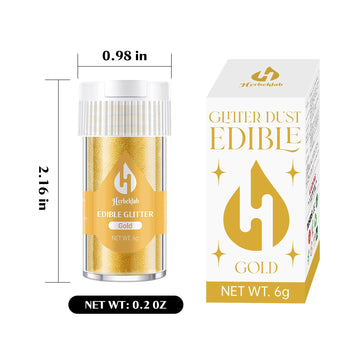 Gold Edible Glitter For Cocktails - 6G Gold Luster Dust Edible Drink Glitter Food Grade Metallic Shimmer Powder Cake Sprinkles F