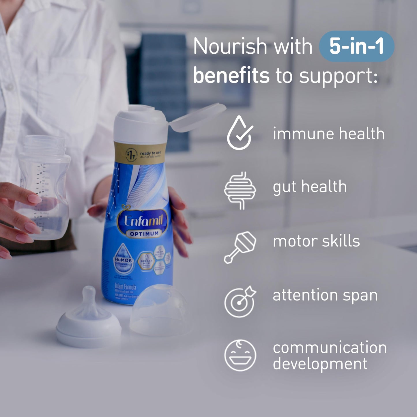 Enfamil Optimum Baby Formula, Our Closest Formula To Breast Milk, Brain Building Dha, Dual Prebiotics, Infant Formula Ready-To-Feed, Baby Milk, 32 Oz Rtu