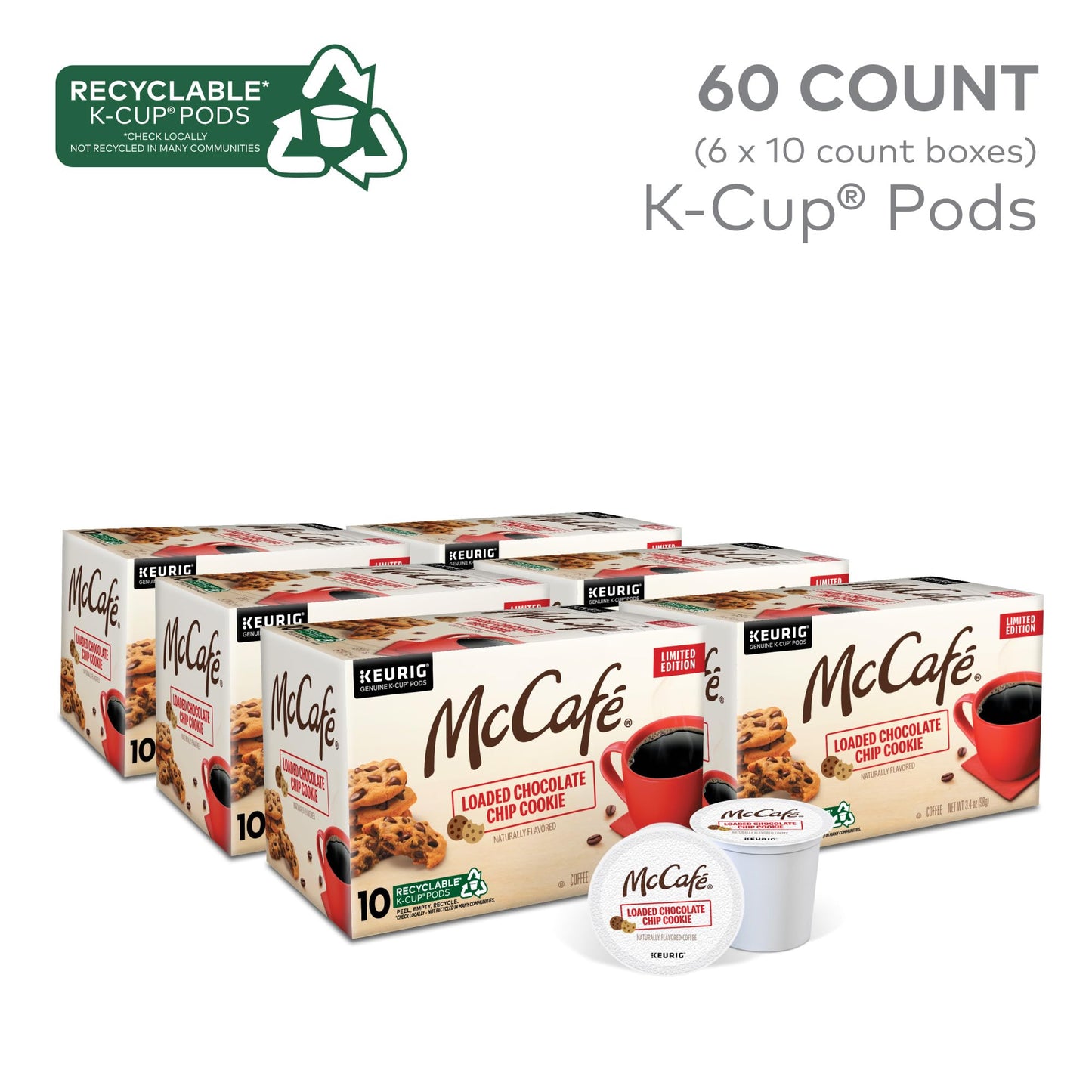 Mccaf   Loaded Chocolate Chip Cookie, 60 Count (6 Packs Of 10)