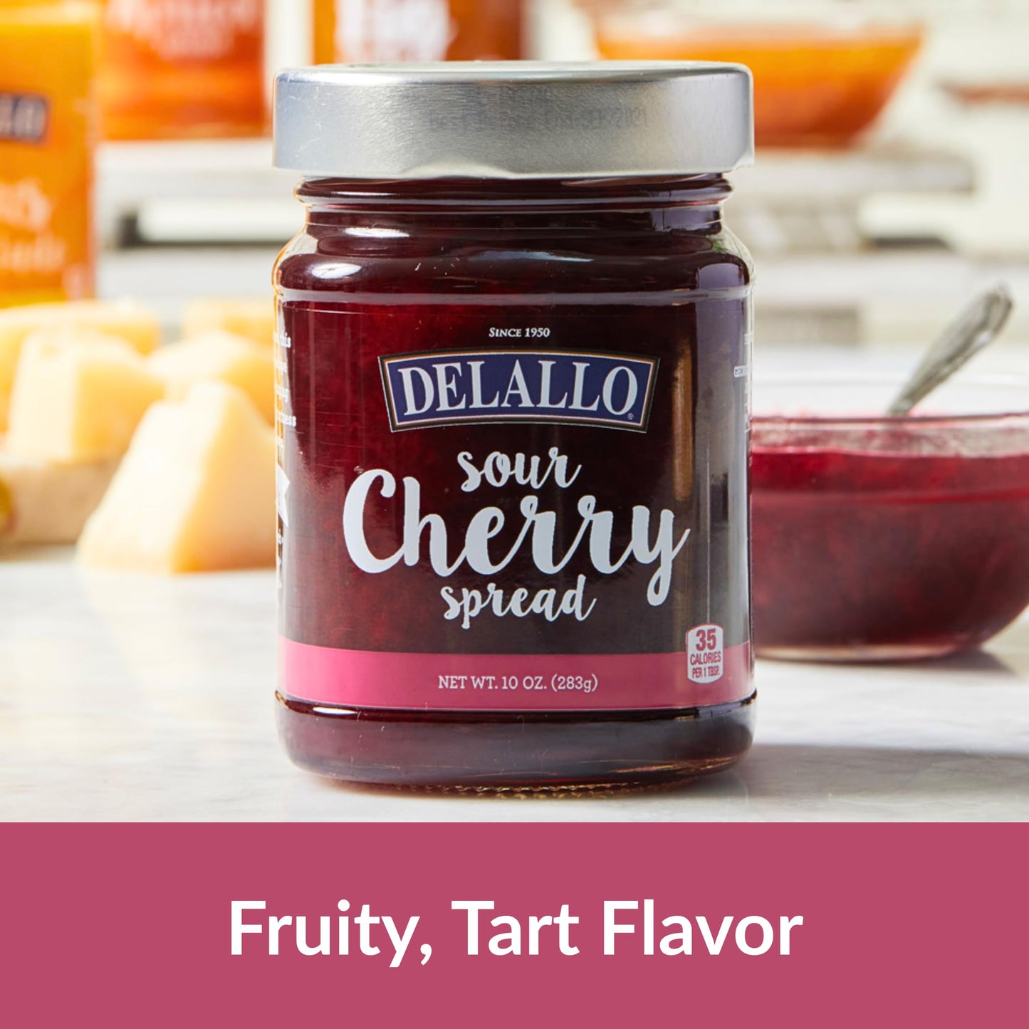 Delallo Sour Cherry Jam Spread, Gourmet Jelly For Charcuterie Boards, Made In Greece, Fruity Tart Flavor, Non-Gmo, Vegan, No Art