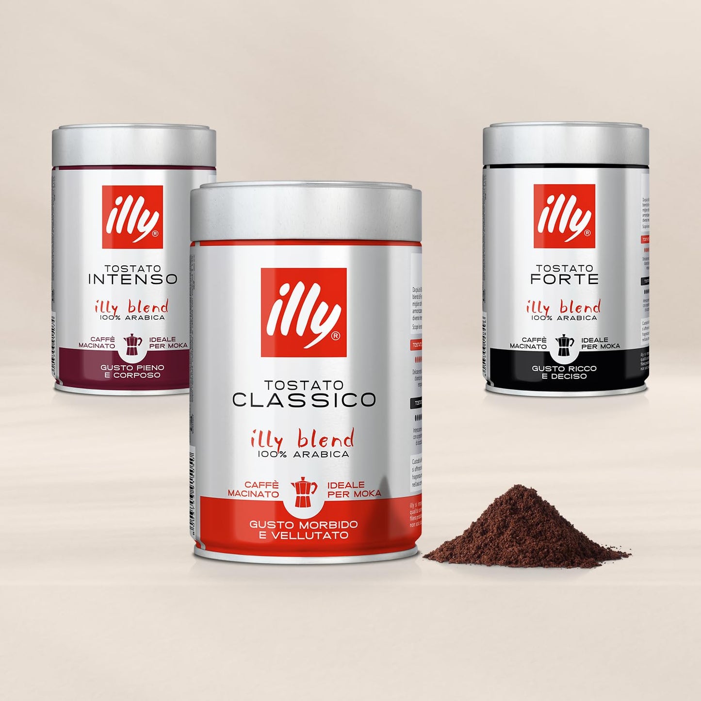 illy Ground Coffee Moka - 100% Arabica Flavored Coffee Ground - Rich Aromatic Coffee Grounds Profile - Classico Medium Roast - N