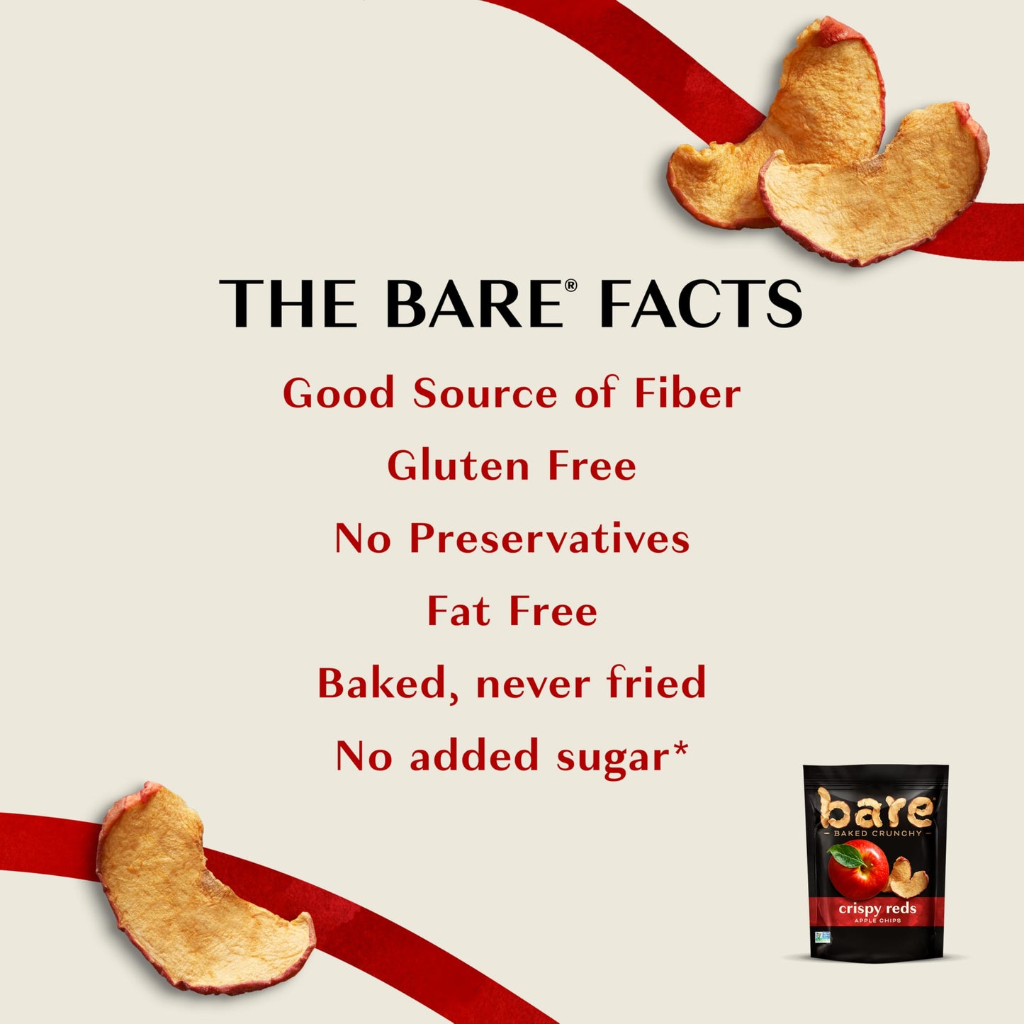 Bare Gluten Free Organic Apple Chips Fuji And Red 3.3 Ounce