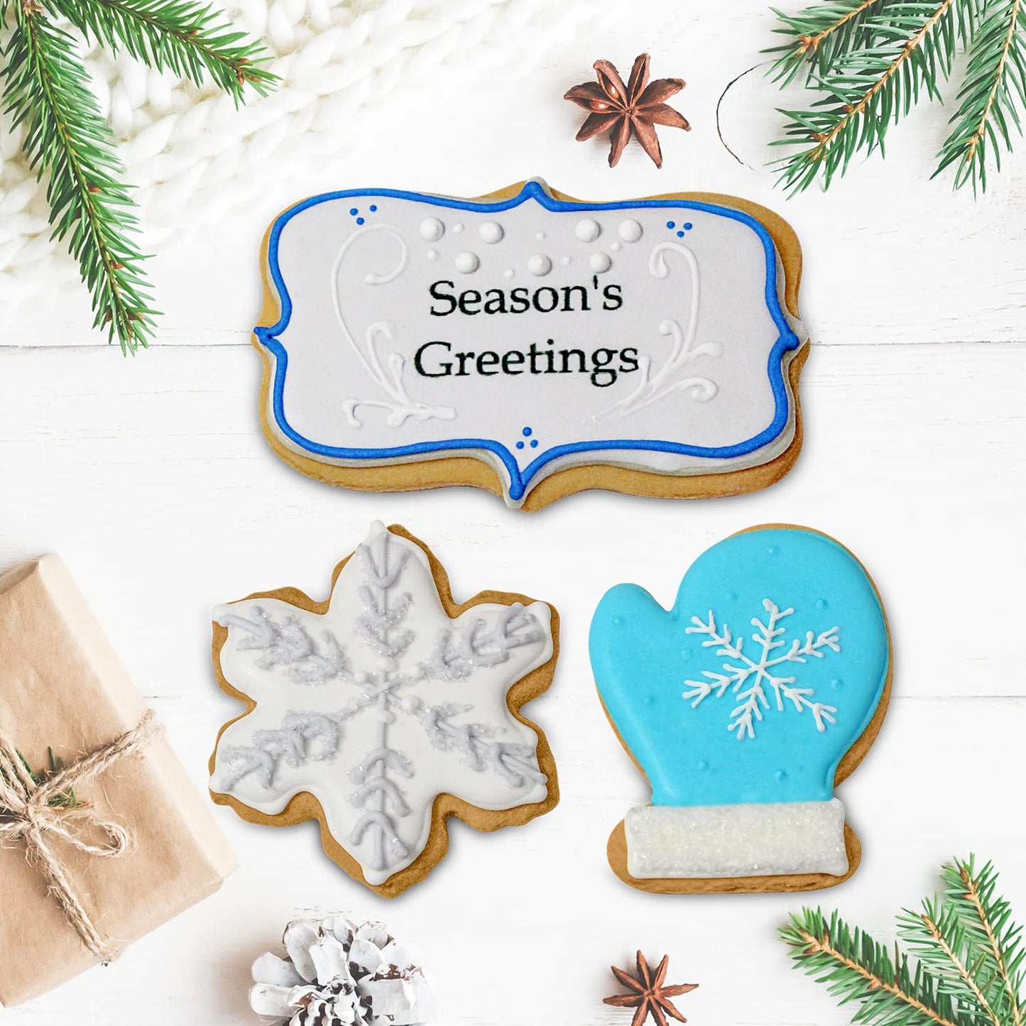Christmas Cookies, Hand Decorated Vanilla Sugar Cookies, Christmas Gift Basket, Gourmet Holiday Food Gift Box, Christmas Gifts, For Women, Him, Her, Office, Corporate, Employee, 3 Count Custom Cookies