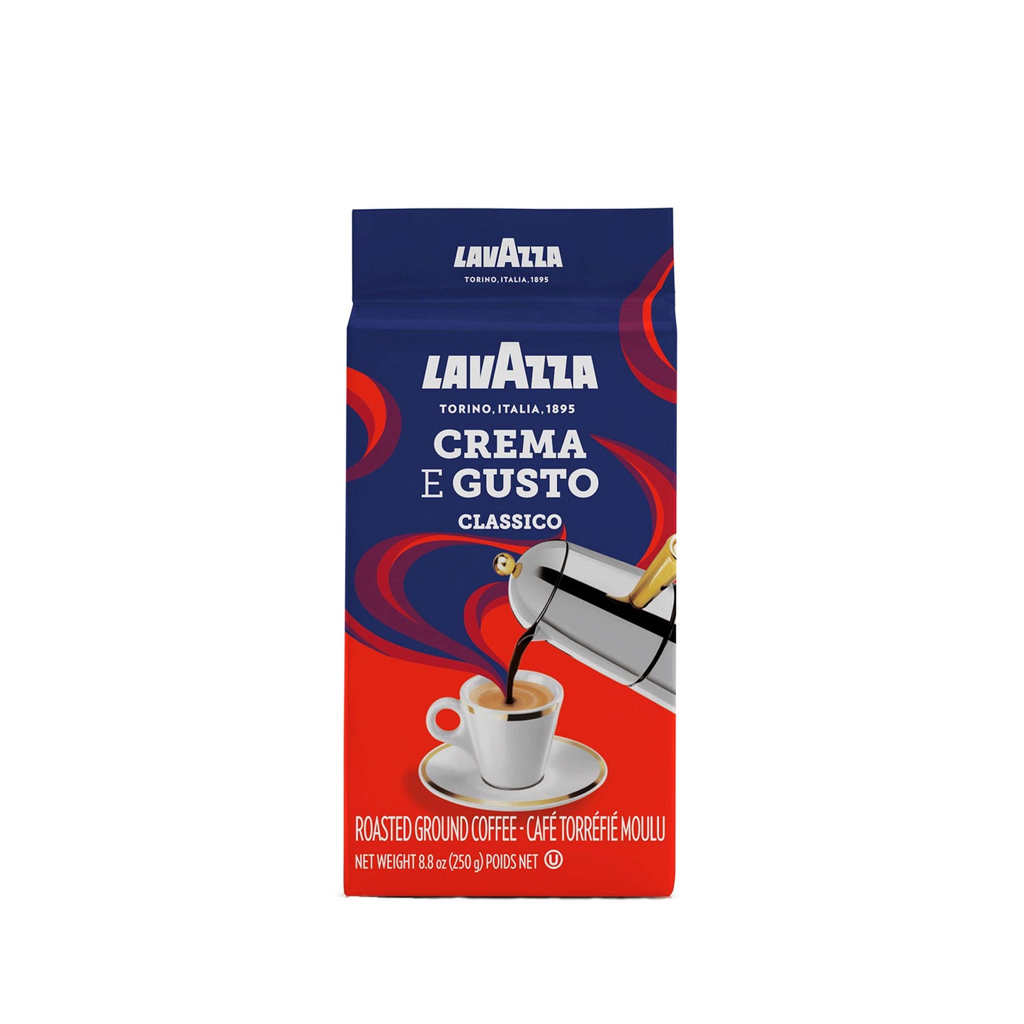 Lavazza Crema E Gusto Ground Coffee, Medium Roast, Arabica And Robusta Blend, 8.8 Oz Brick (Pack Of 4)