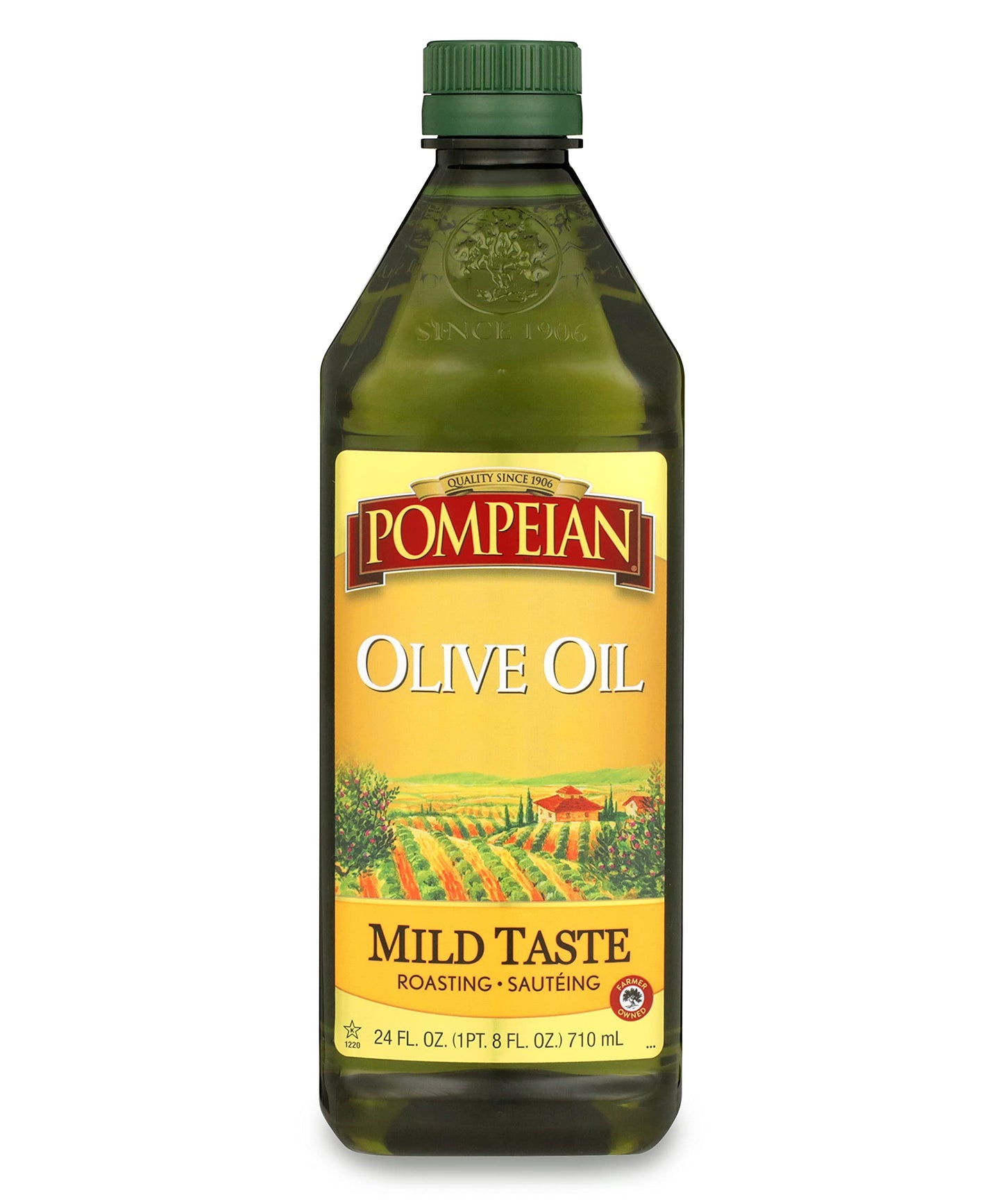 Pompeian Mild Taste Olive Oil, Perfect For Roasting & Sauteing, Naturally Gluten Free, Non-Allergenic, Non-Gmo, 24 Fl Oz