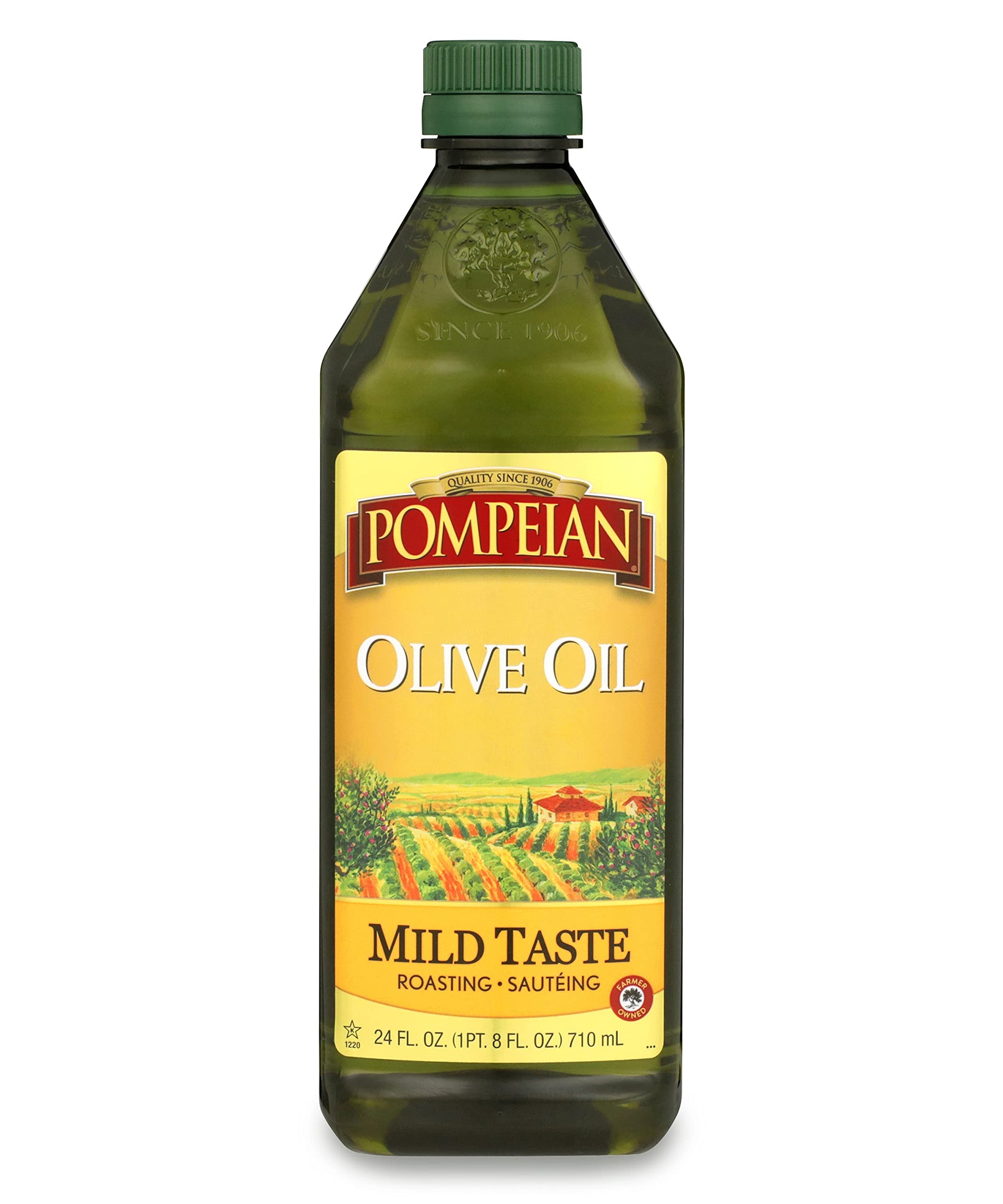 Pompeian Mild Taste Olive Oil, Perfect For Roasting & Sauteing, Naturally Gluten Free, Non-Allergenic, Non-Gmo, 24 Fl Oz