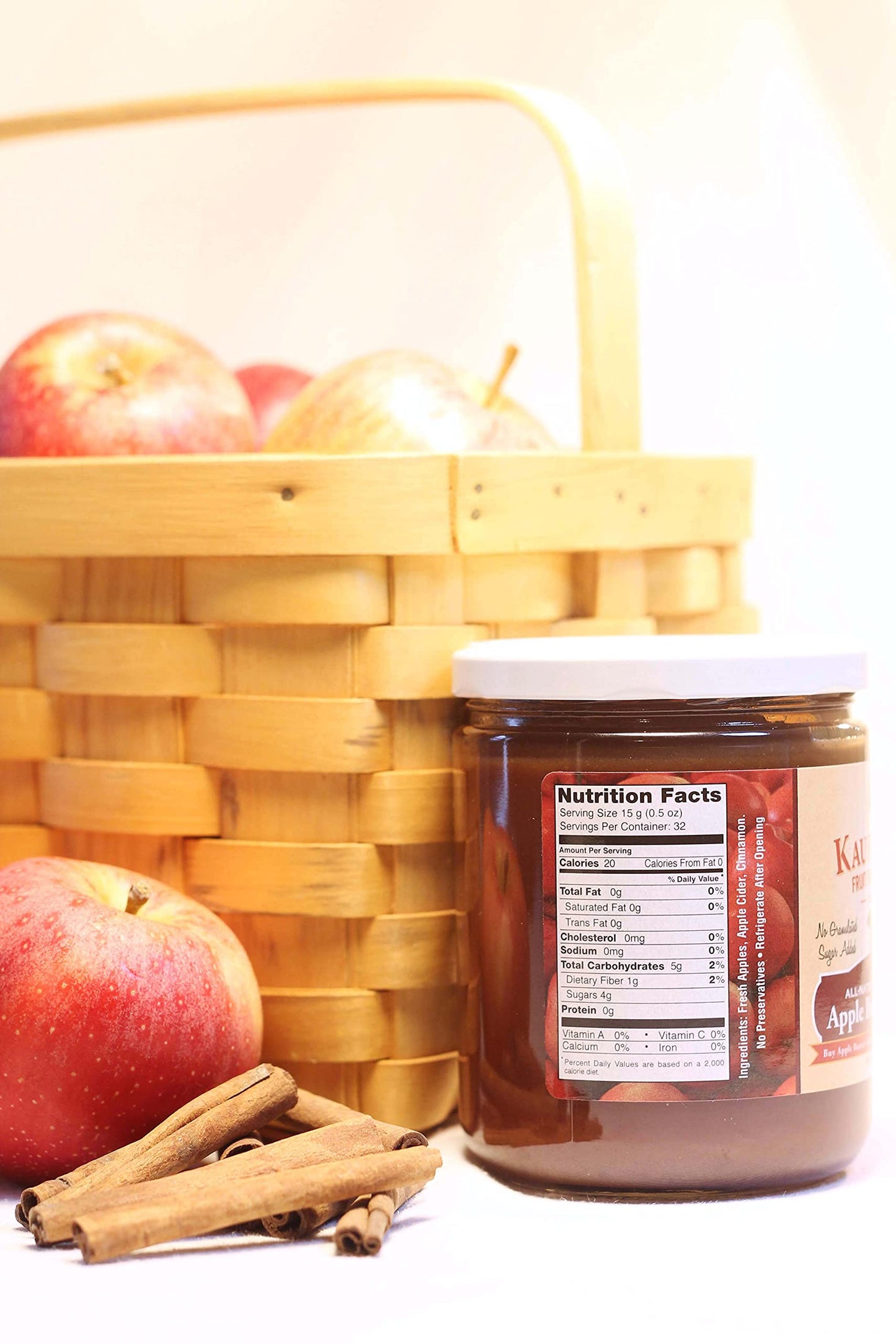 Kauffmans Fruit Farm Apple Butter Spread, No Sugar Added, 17 Oz., Pack of 2