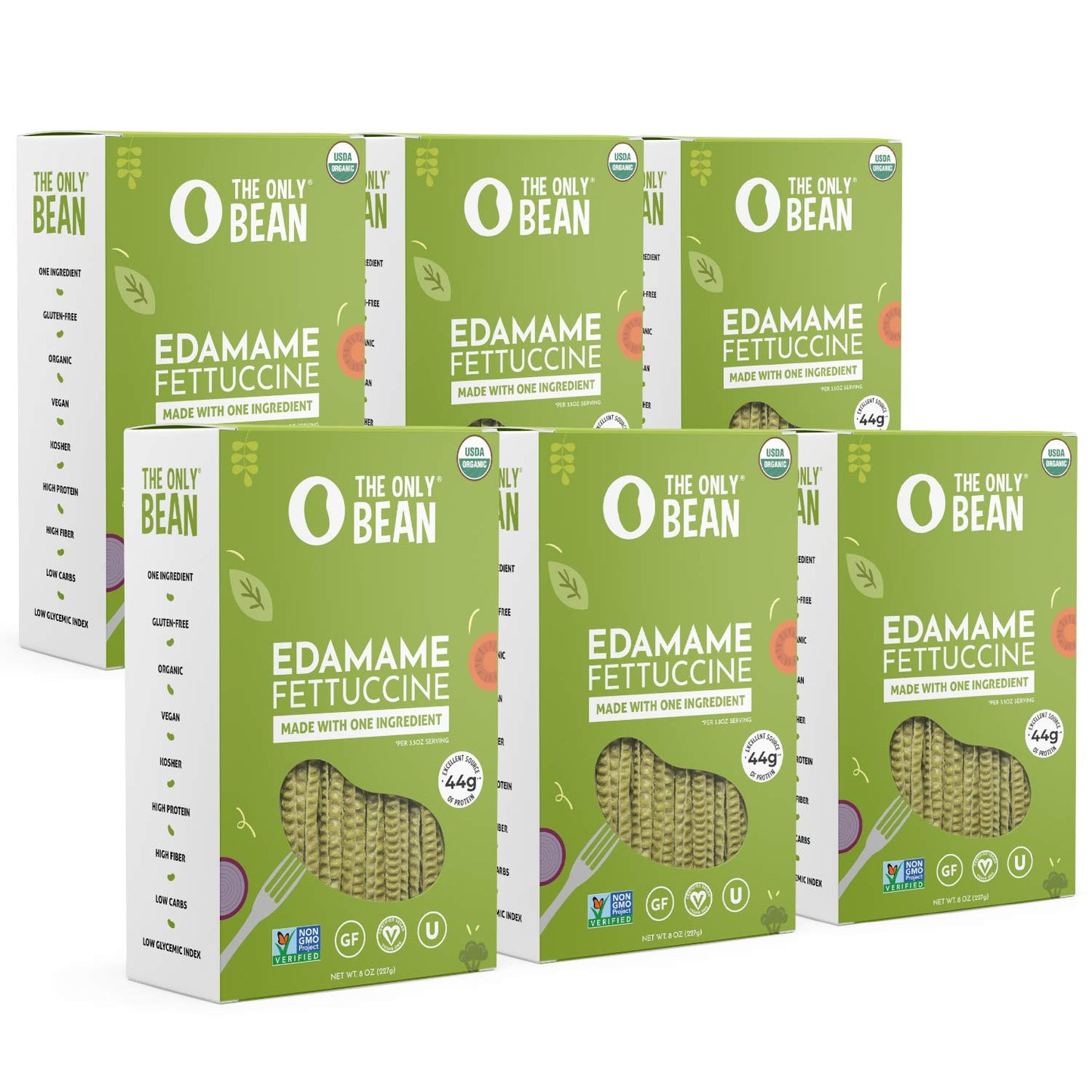 The Only Bean - Organic Edamame Fettuccine Pasta - High Protein, Keto Friendly, Gluten-Free, Vegan, Non-Gmo, Kosher, Low Carb, P