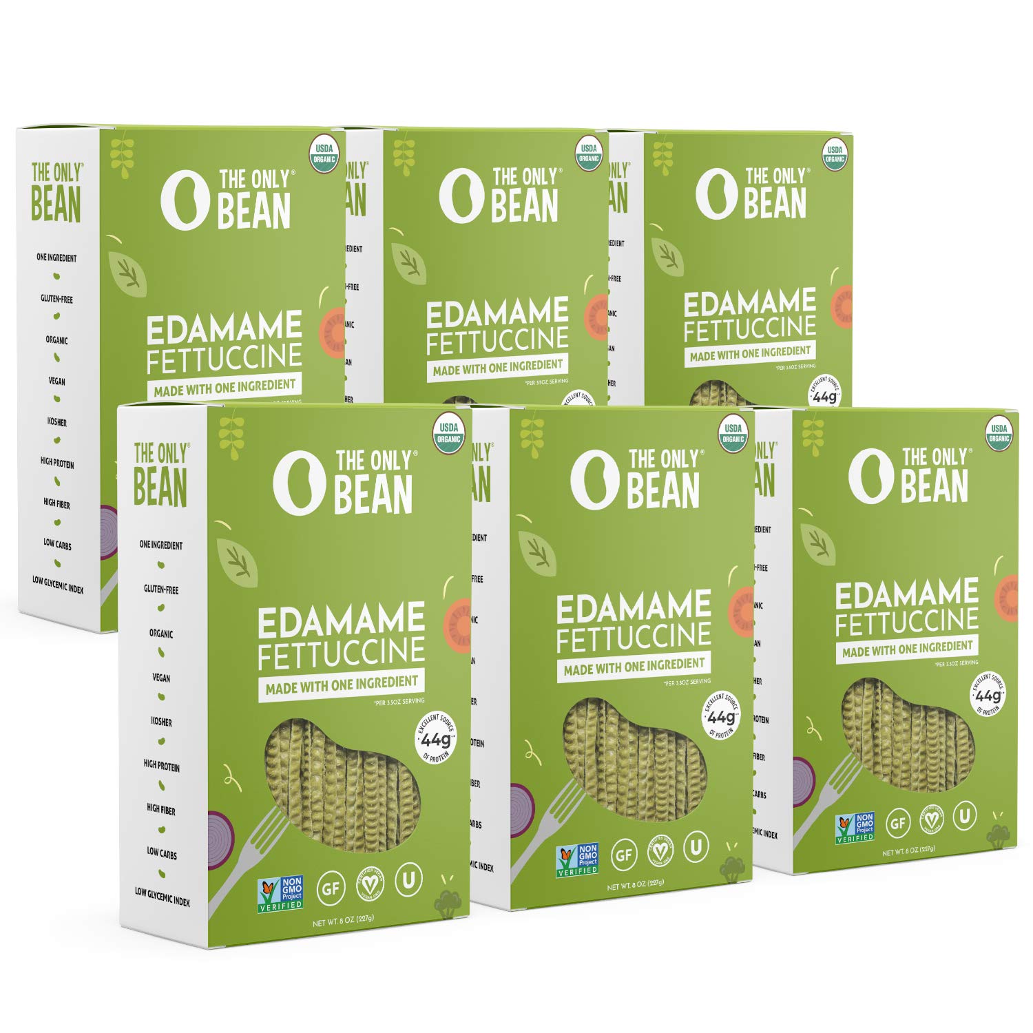 The Only Bean - Organic Edamame Fettuccine Pasta - High Protein, Keto Friendly, Gluten-Free, Vegan, Non-Gmo, Kosher, Low Carb, P