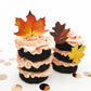 Sugar Robot Inc. Edible Fall Leaves Set of 15 - Wafer Cake & Cupcake Toppers - 3 to 1.5 inches - Red Orange Yellow Brown Leaves