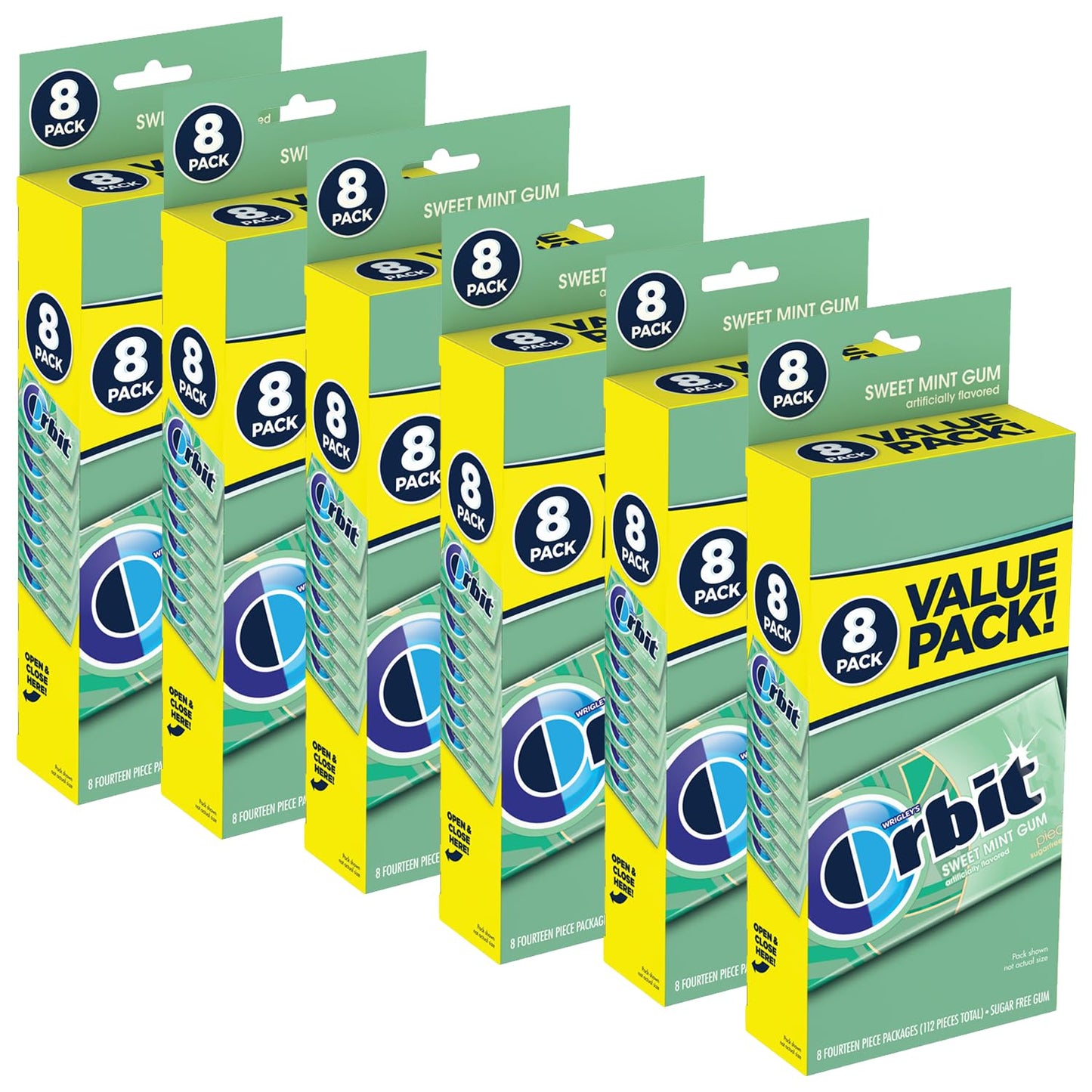 ORBIT Gum Bulk Sweetmint Sugarfree Chewing Gum Bulk, 8 Packs of 14 Pieces, Case of 6