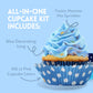 Betty Crocker Cupcake Kit - 100 Blue Cupcake Liners, Fusion Monster Mix Sprinkles, Blue Icing - Ideal for Gender Reveals & Birthdays