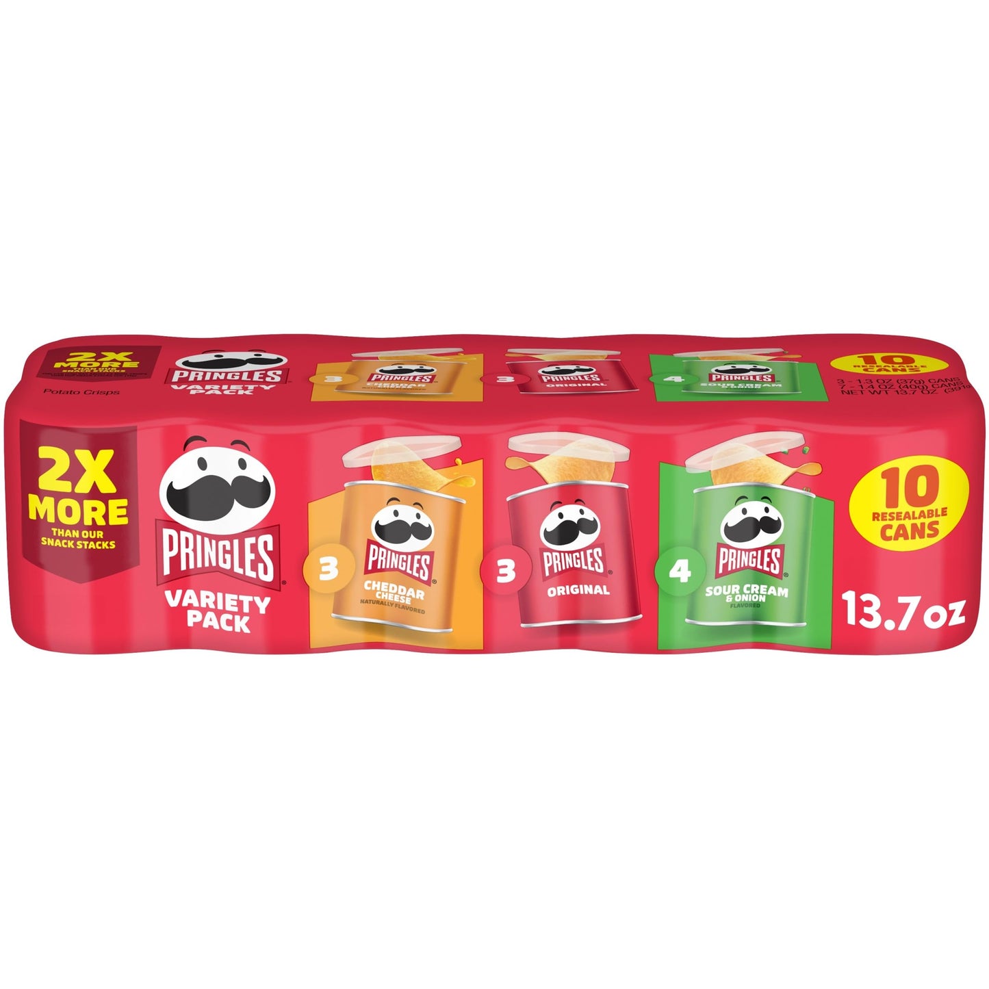 Pringles Potato Crisps Chips, Lunch Snacks, Variety Pack, 13.7oz Pack (10 Cans)