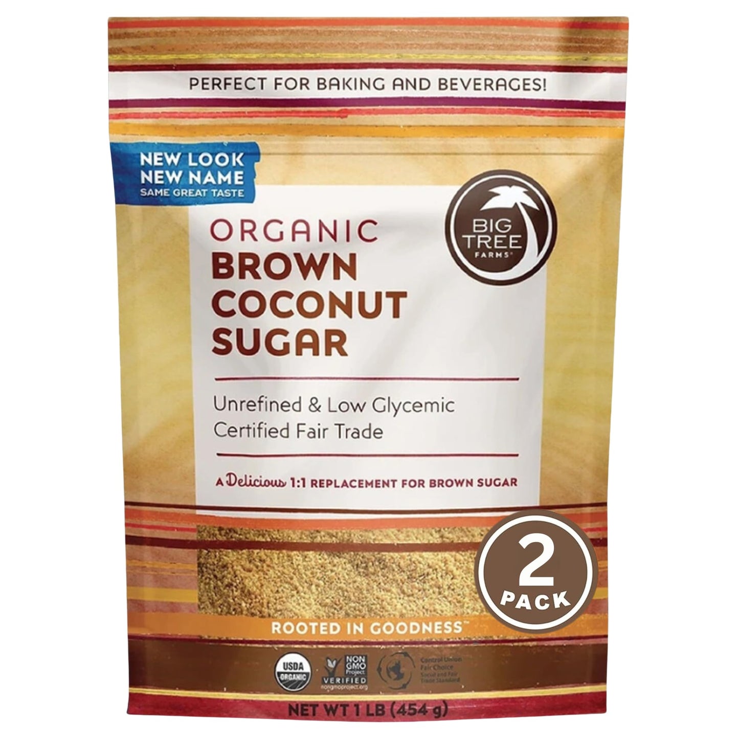 Big Tree Farms Organic Brown Coconut Sugar, Unrefined, 32 Ounce (Pack of 2)