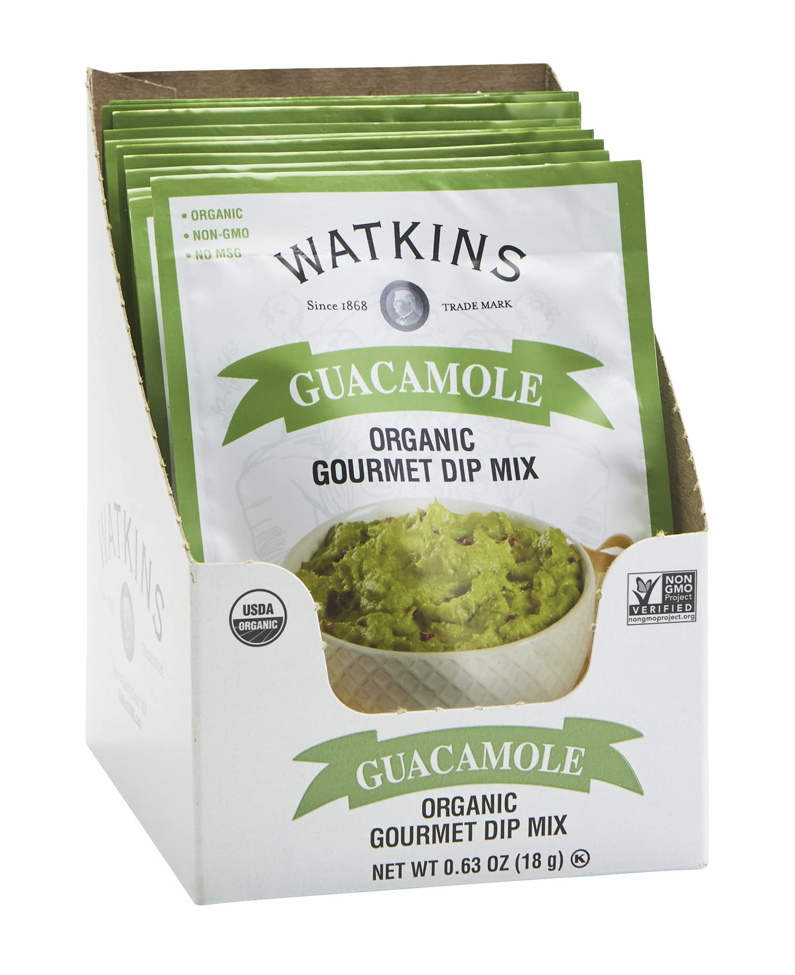 Watkins Organic Gourmet Dip Mix, Guacamole, 0.63 Ounce (Pack Of 12)