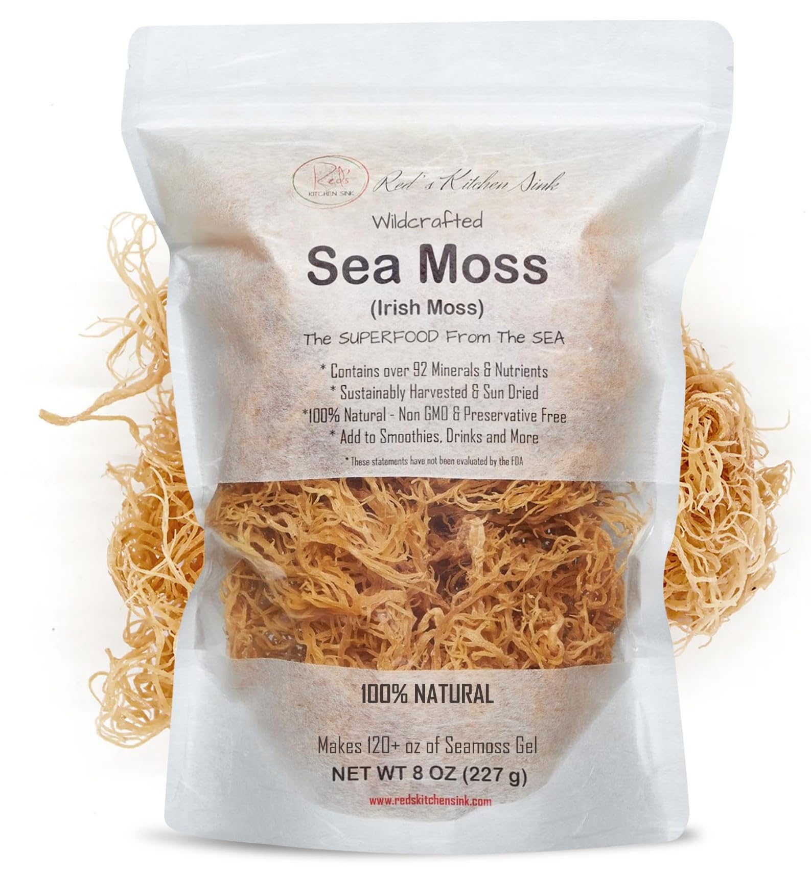 Sea Moss | Irish Sea Moss | Wildcrafted - 100% Natural, Makes 120+ Oz Of Seamoss Gel, From St. Lucia | Dr. Sebi - 8Oz