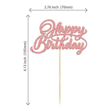24Pcs Happy Birthday Cupcake Toppers Glitter Celebrating Birthday Cupcake Picks Baby Shower Kids Birthday Party Cupcake Decorati