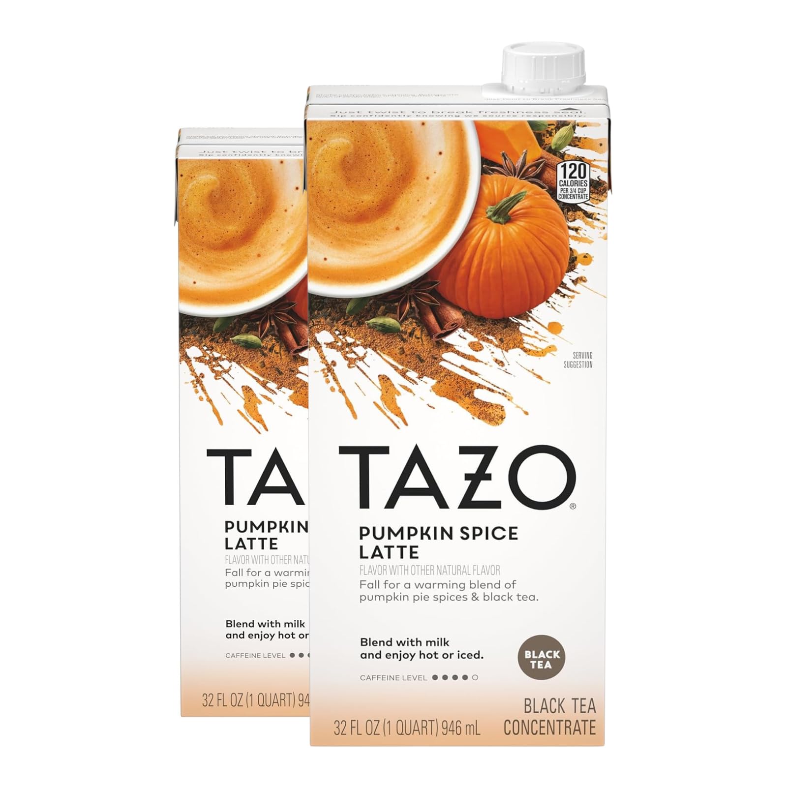 Tazo Pumpkin Spice Latte Black Tea Concentrate  32 Fl Oz Carton (Pack Of 2)